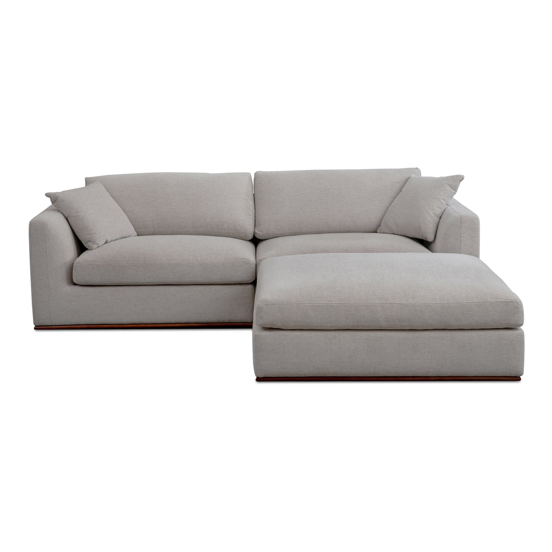 Rio Nook Modular Sectional, Feather-Fiber Cushions, Rubber Wood Base, 3-Piece Set, Flecked Grey