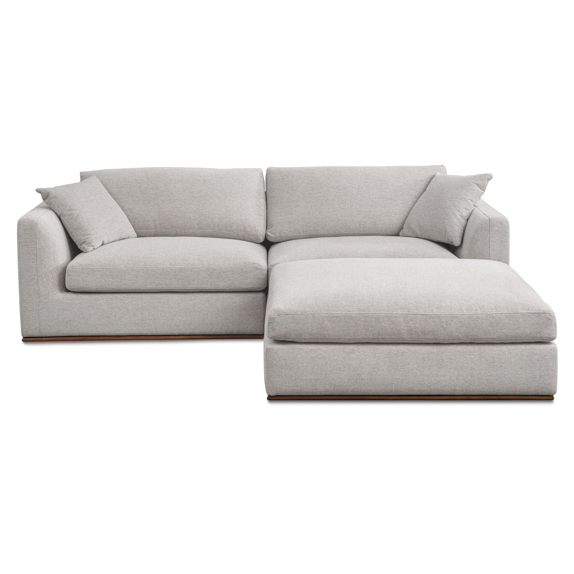 Rio Nook Modular Sectional, Feather-Fiber Cushions, Rubber Wood Base, 3-Piece Set, Flecked Grey