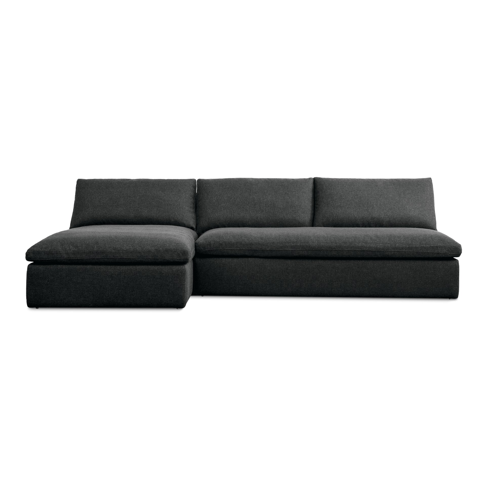 Odessa Outdoor Modular Sectional, 2-Piece Set, Weather-Resistant Performance Fabric, Speckled Design, Quick-Dry Foam, Aluminum Frame, Charcoal Grey