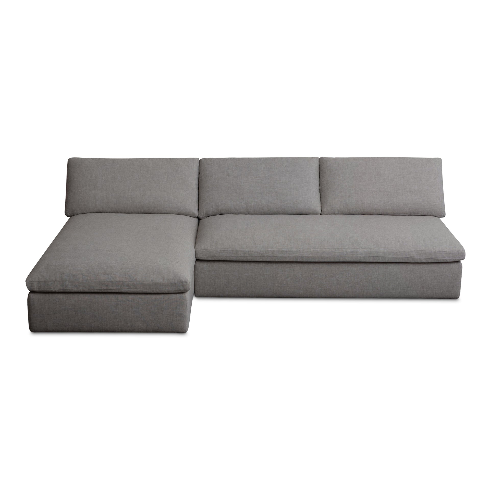 Odessa Outdoor Modular Sectional, 2-Piece Set, Weather-Resistant Performance Fabric, Speckled Design, Quick-Dry Foam, Aluminum Frame, Light Grey