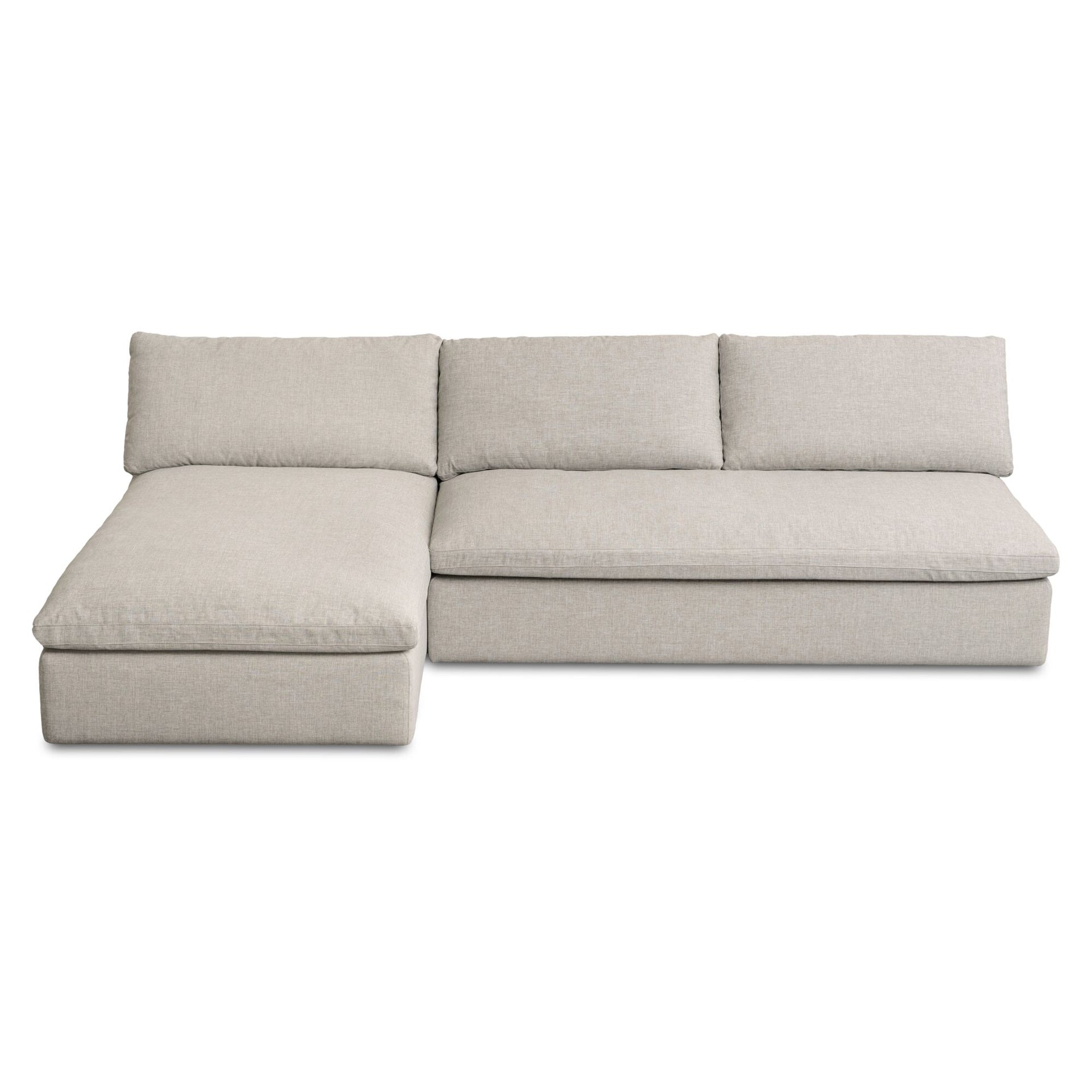 Odessa Outdoor Modular Sectional, 2-Piece Set, Weather-Resistant Performance Fabric, Speckled Design, Quick-Dry Foam, Aluminum Frame, Light Grey