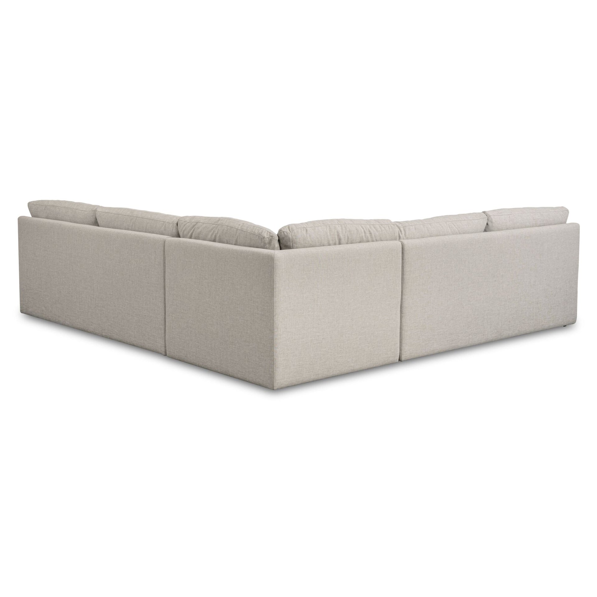 Odessa Outdoor Modular Sectional, 3-Piece Set, Weather-Resistant Performance Fabric, Speckled Design, Quick-Dry Foam, Aluminum Frame, Light Grey