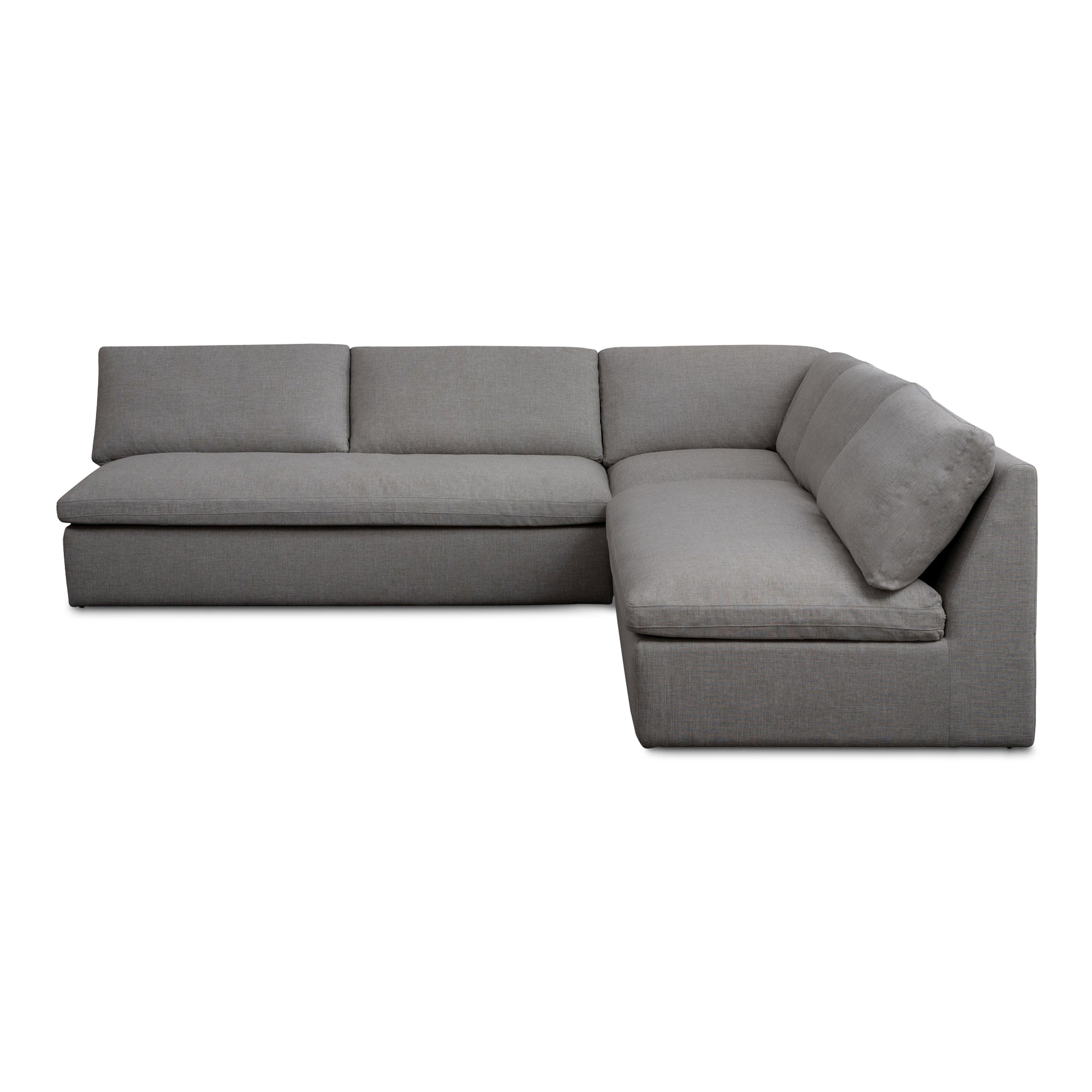 Odessa Outdoor Modular Sectional, 3-Piece Set, Weather-Resistant Performance Fabric, Speckled Design, Quick-Dry Foam, Aluminum Frame, Light Grey