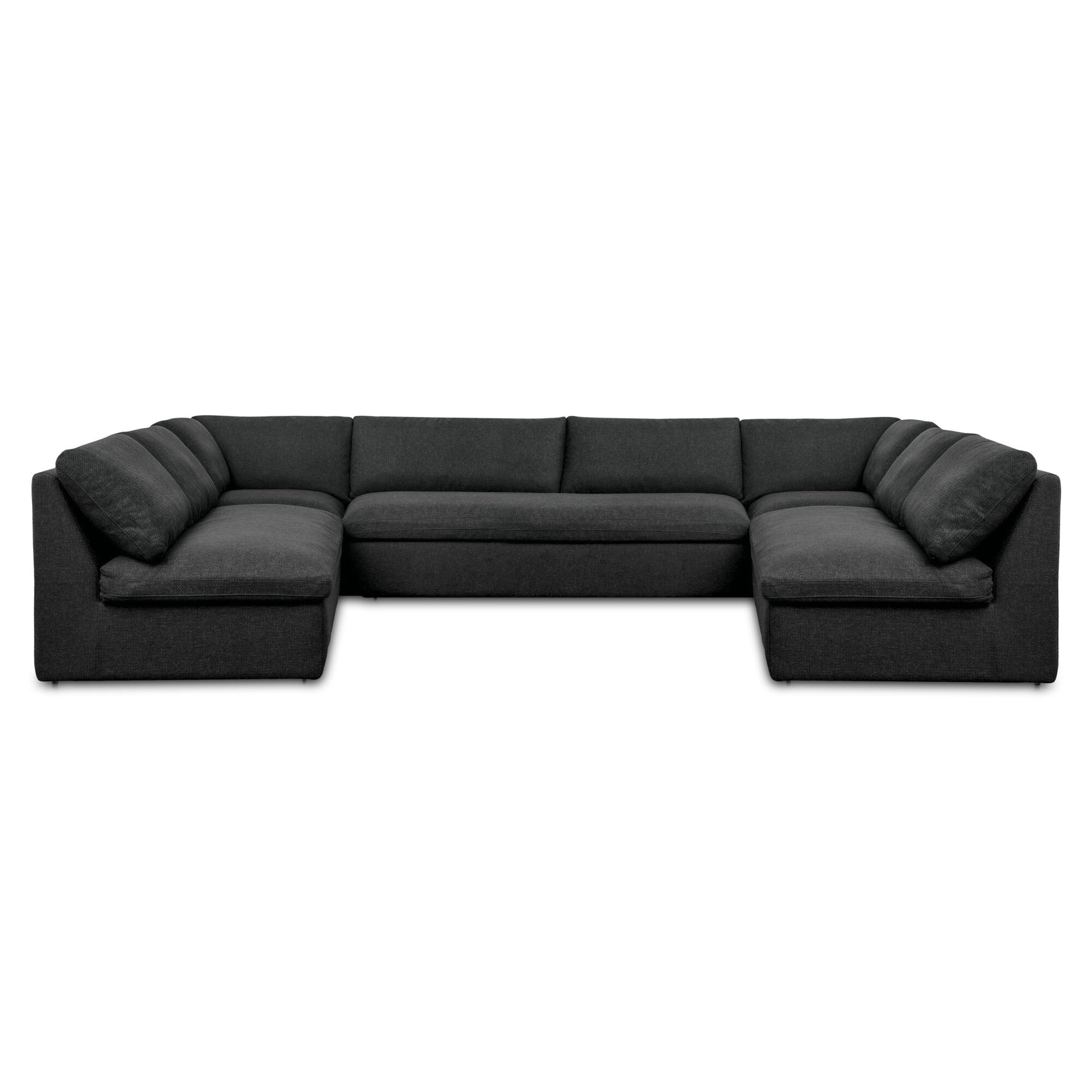 Odessa Outdoor Modular Sectional Sofa, 5-Piece Set, Weather-Resistant Performance Fabric, Aluminum Frame, Quick-Dry Olefin Foam, Speckled Charcoal