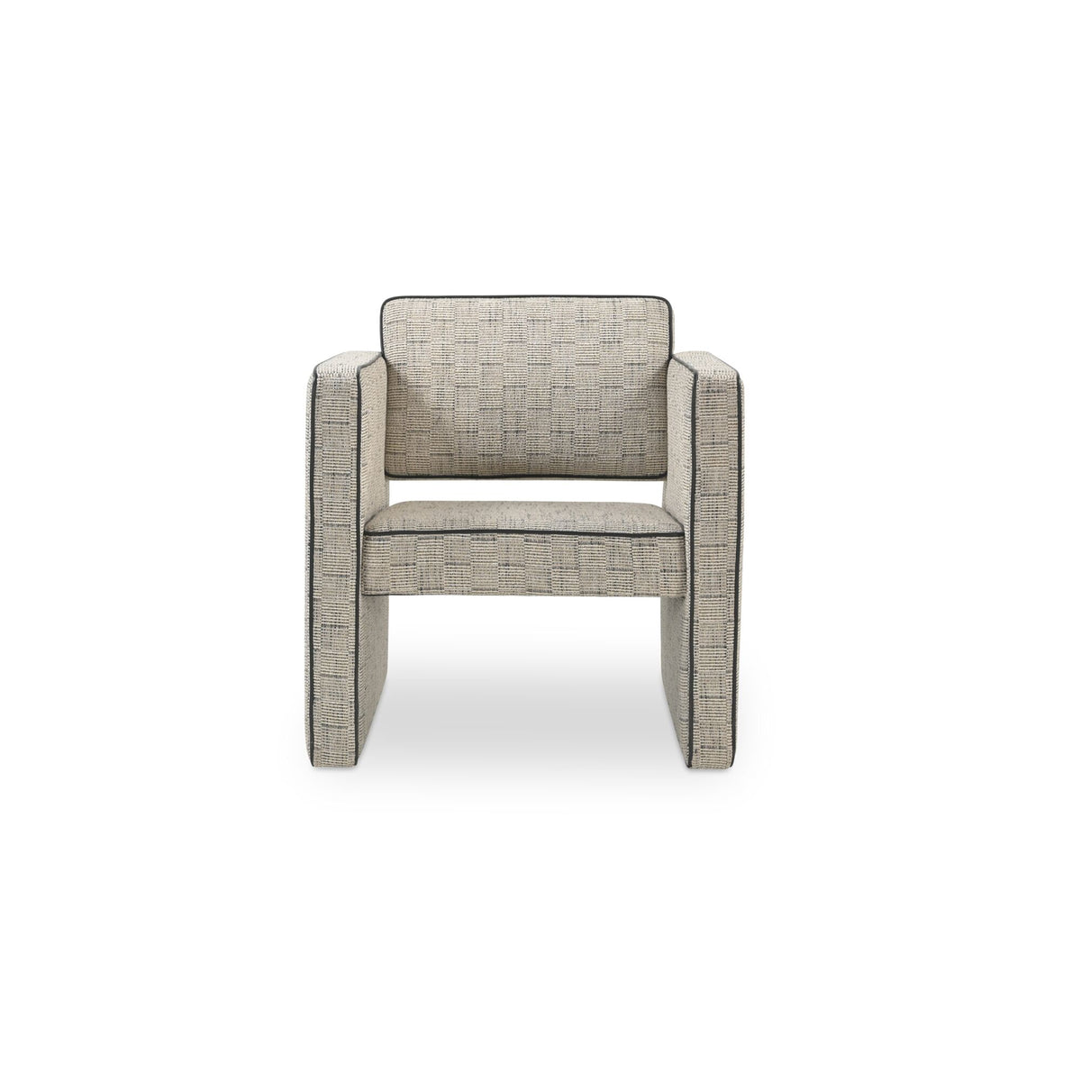 Conrad Accent Chair, Leather Piping, Beige Weave