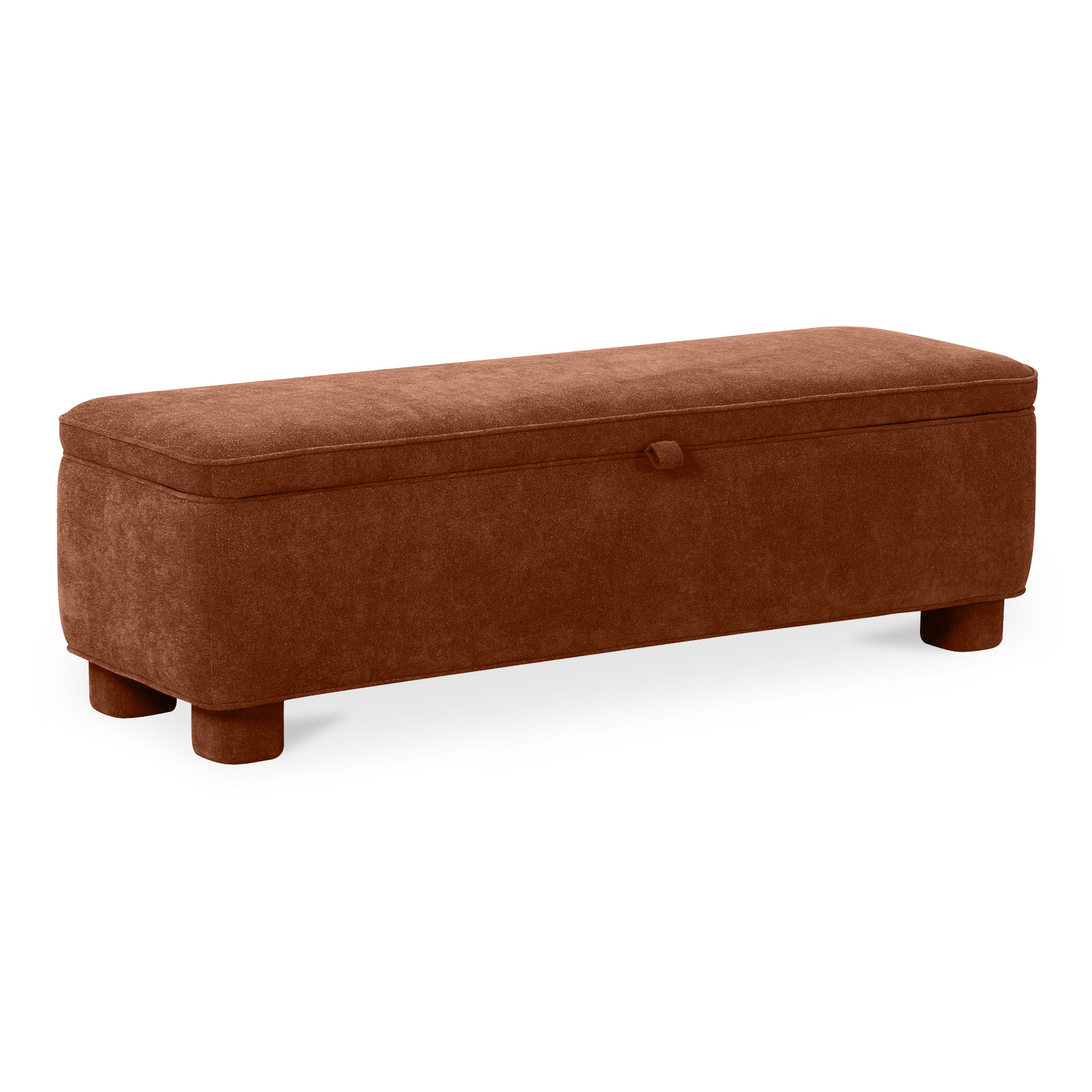 Knox Bench, Rectangular, Polyester Upholstered, Seats 2, Deep Orange