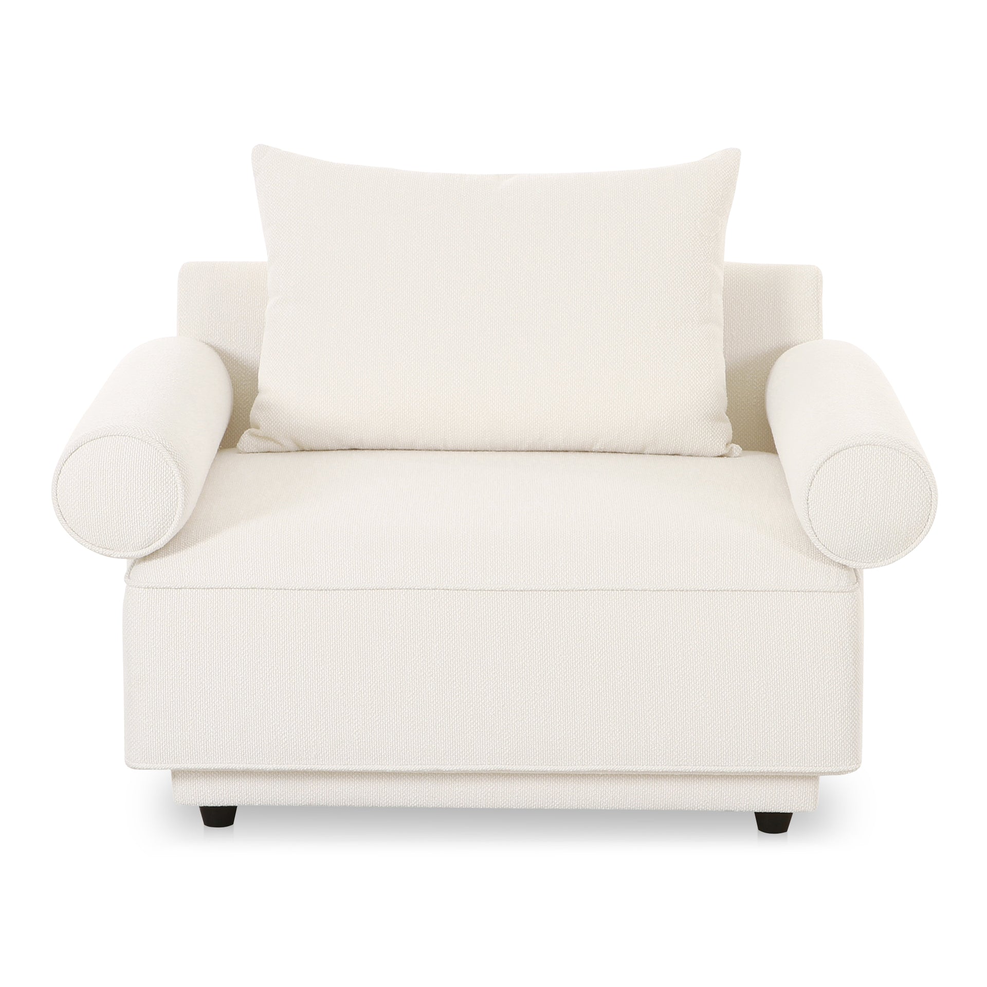 Thavrin Armchair, Textured Fabric Upholstery with Removable Cushions, White
