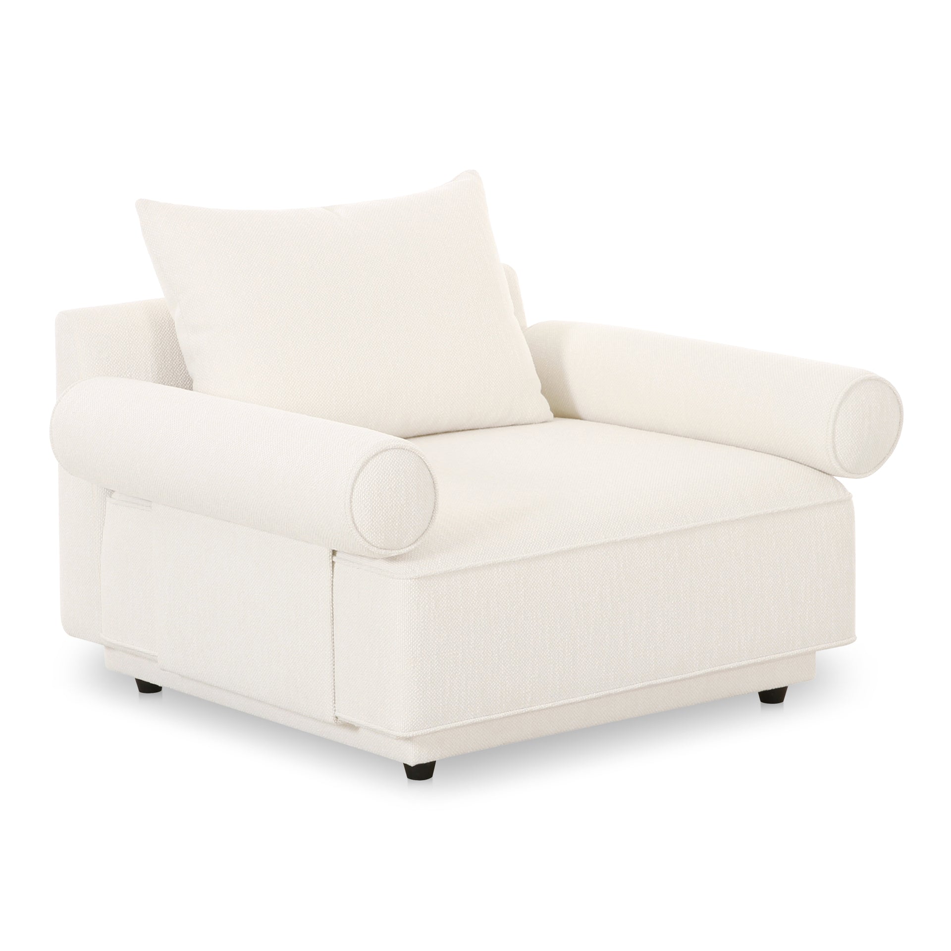 Thavrin Armchair, Textured Fabric Upholstery with Removable Cushions, White