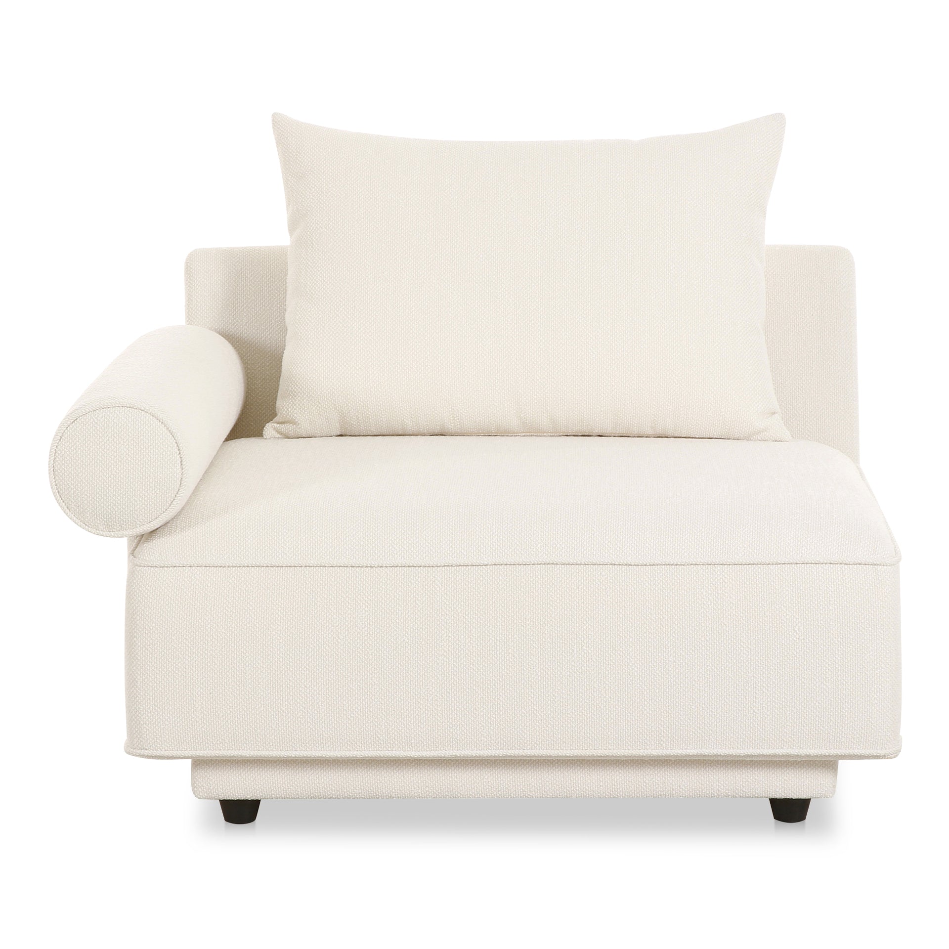 Thavrin Left-Arm Facing Chair, Textured Fabric Upholstery with Removable Cushions, White