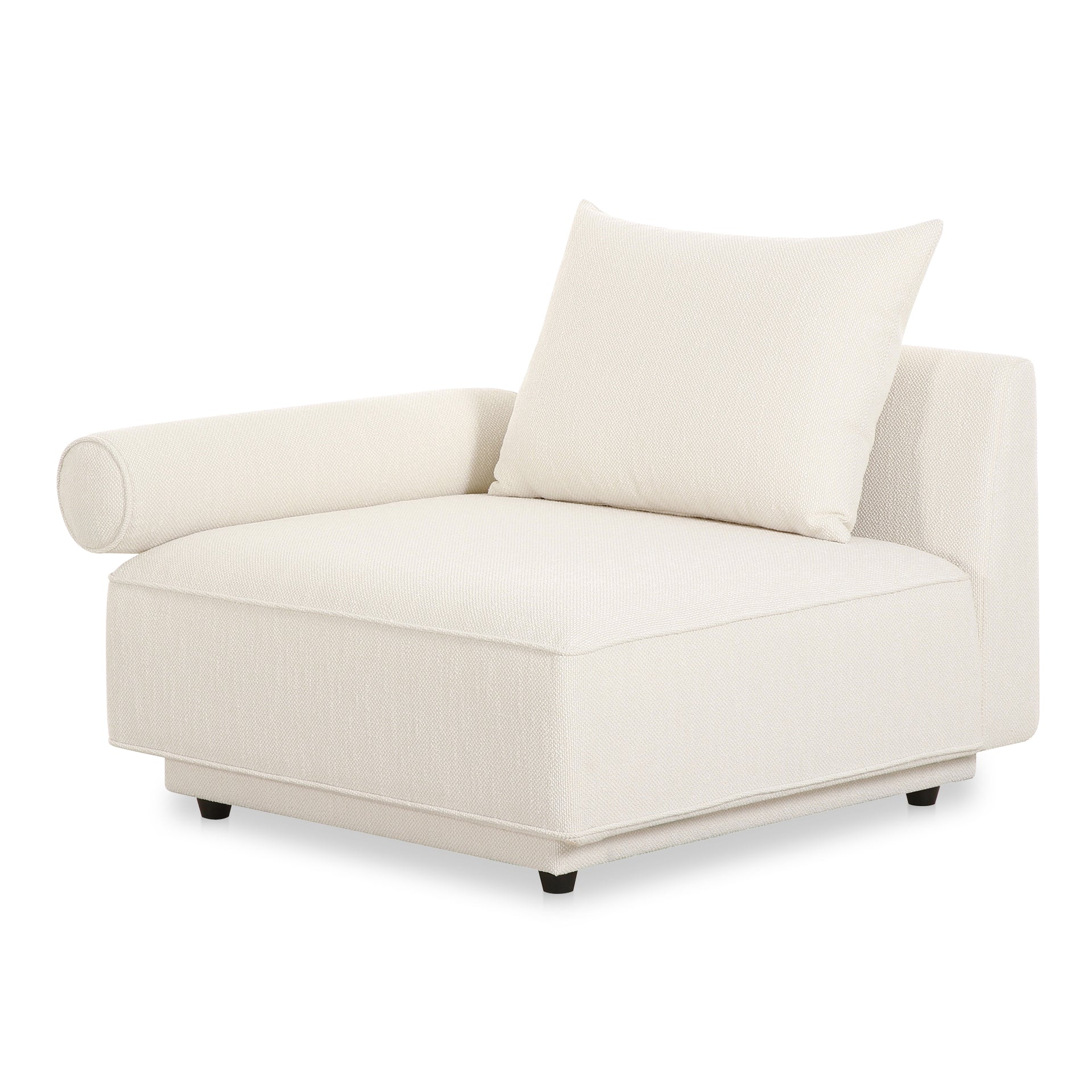 Thavrin Left-Arm Facing Chair, Textured Fabric Upholstery with Removable Cushions, White