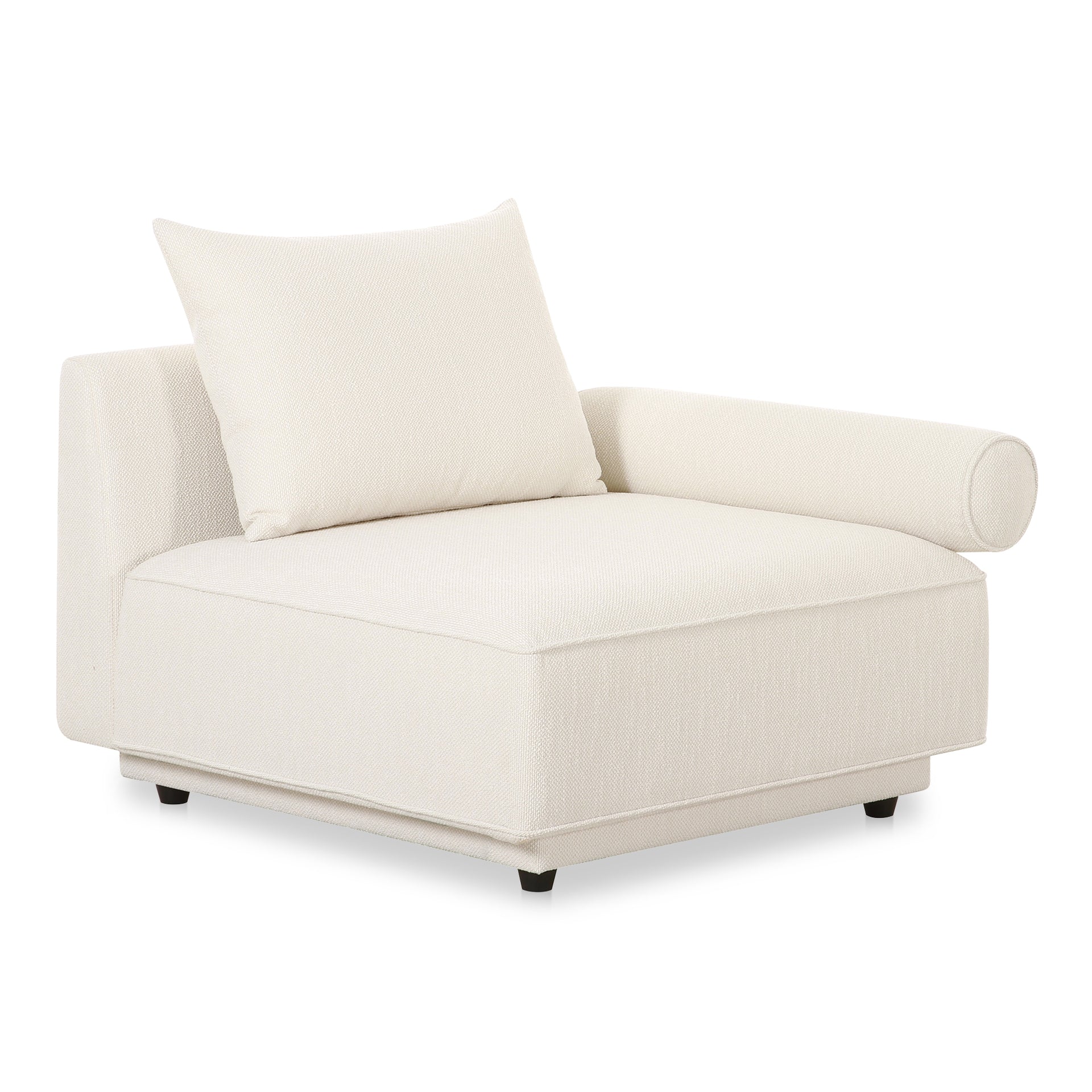 Thavrin Right-Arm Facing Chair, Textured Fabric Upholstery with Removable Cushions, White
