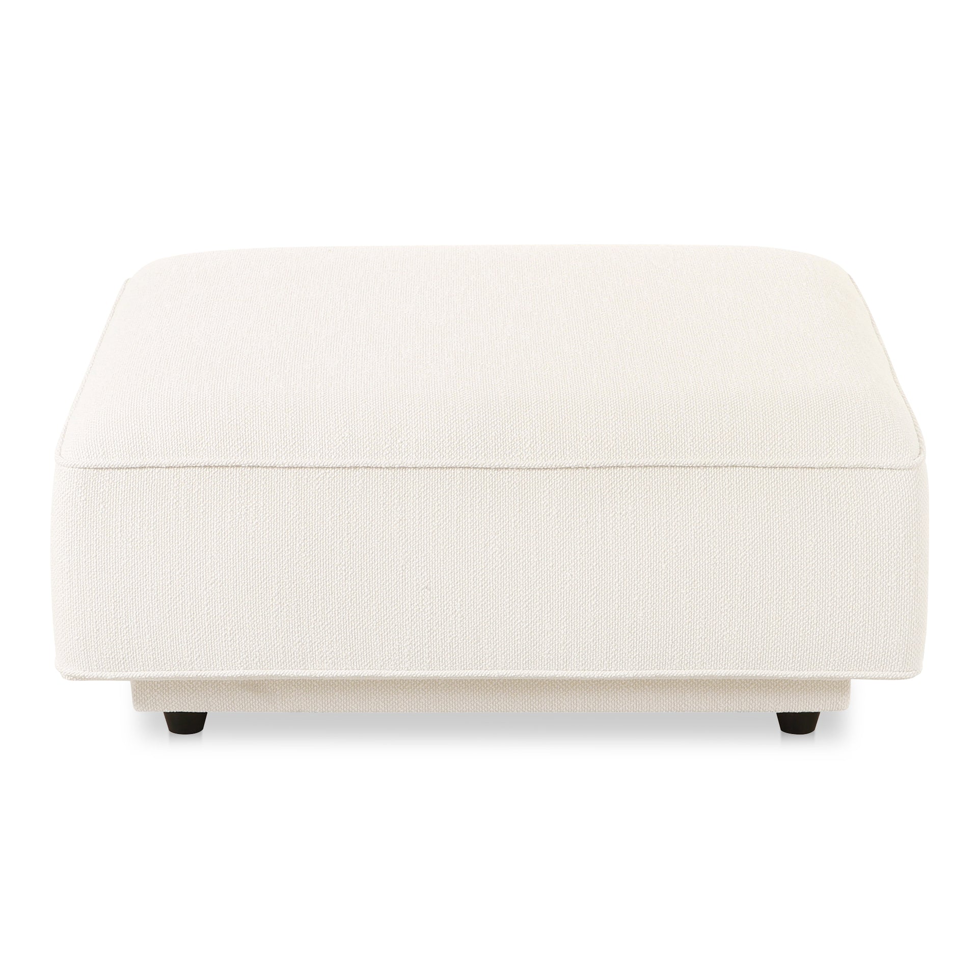 Thavrin Ottoman, Textured Fabric Upholstery, Sustainable Recycled Fabric, Foam & Fiber Cushion, White