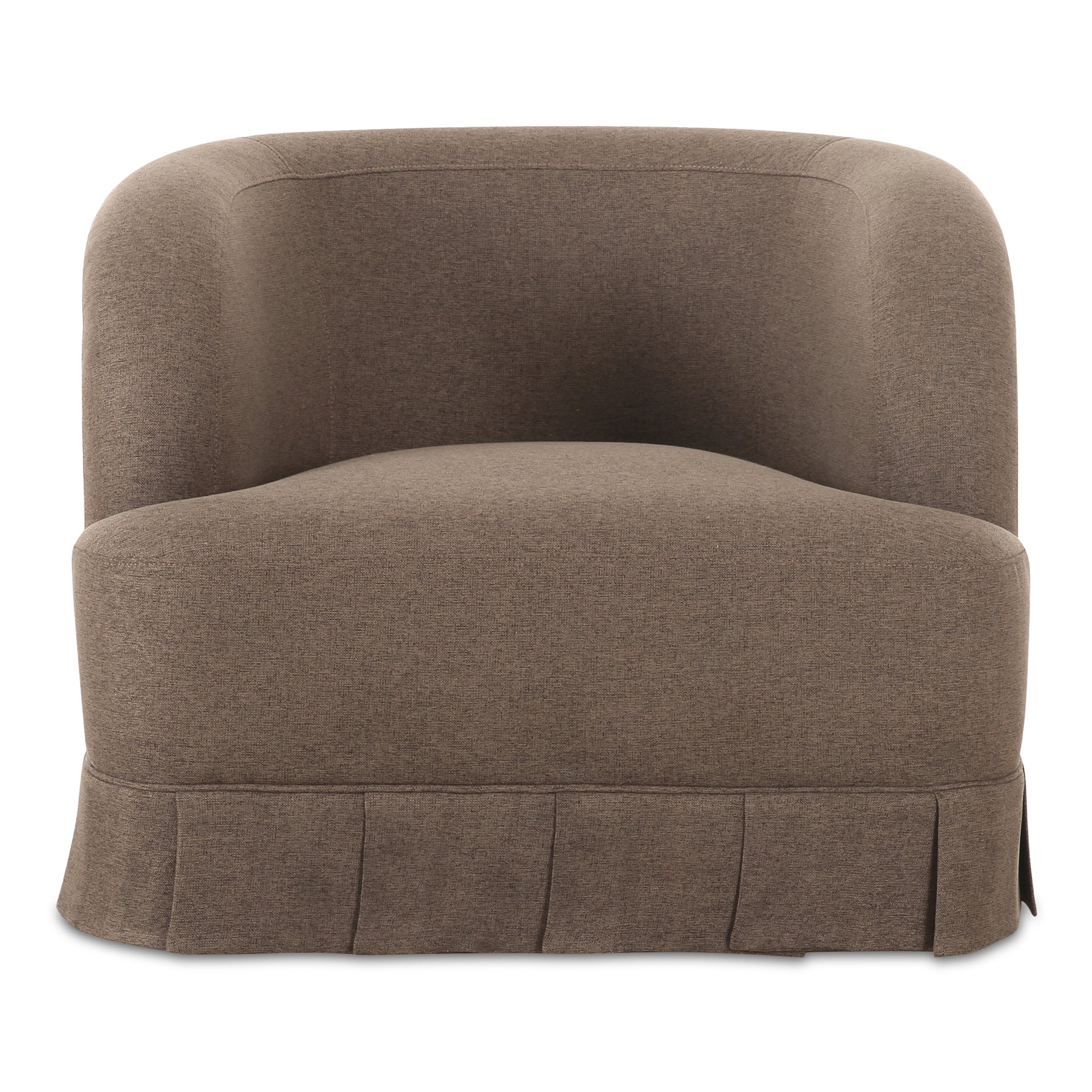 Lenora Swivel Chair, Upholstered in Oeko-Tex Certified Polyester, Pleated Tennis Skirt Base, Warm Brown