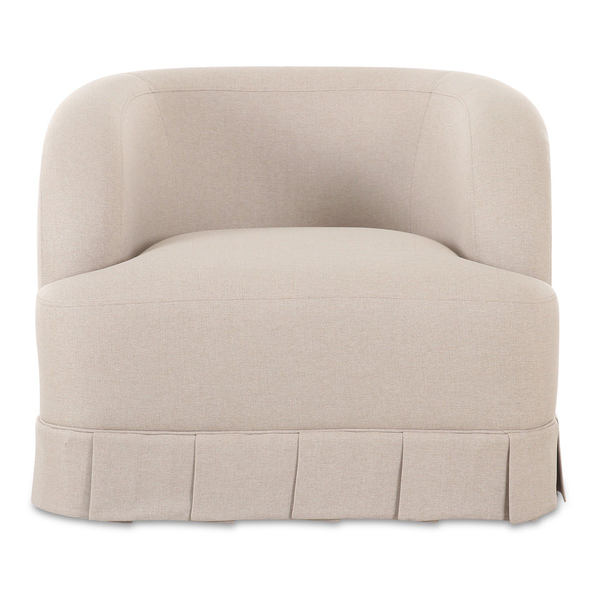 Lenora Swivel Chair, Upholstered in Oeko-Tex Certified Polyester, Pleated Tennis Skirt Base, Beige