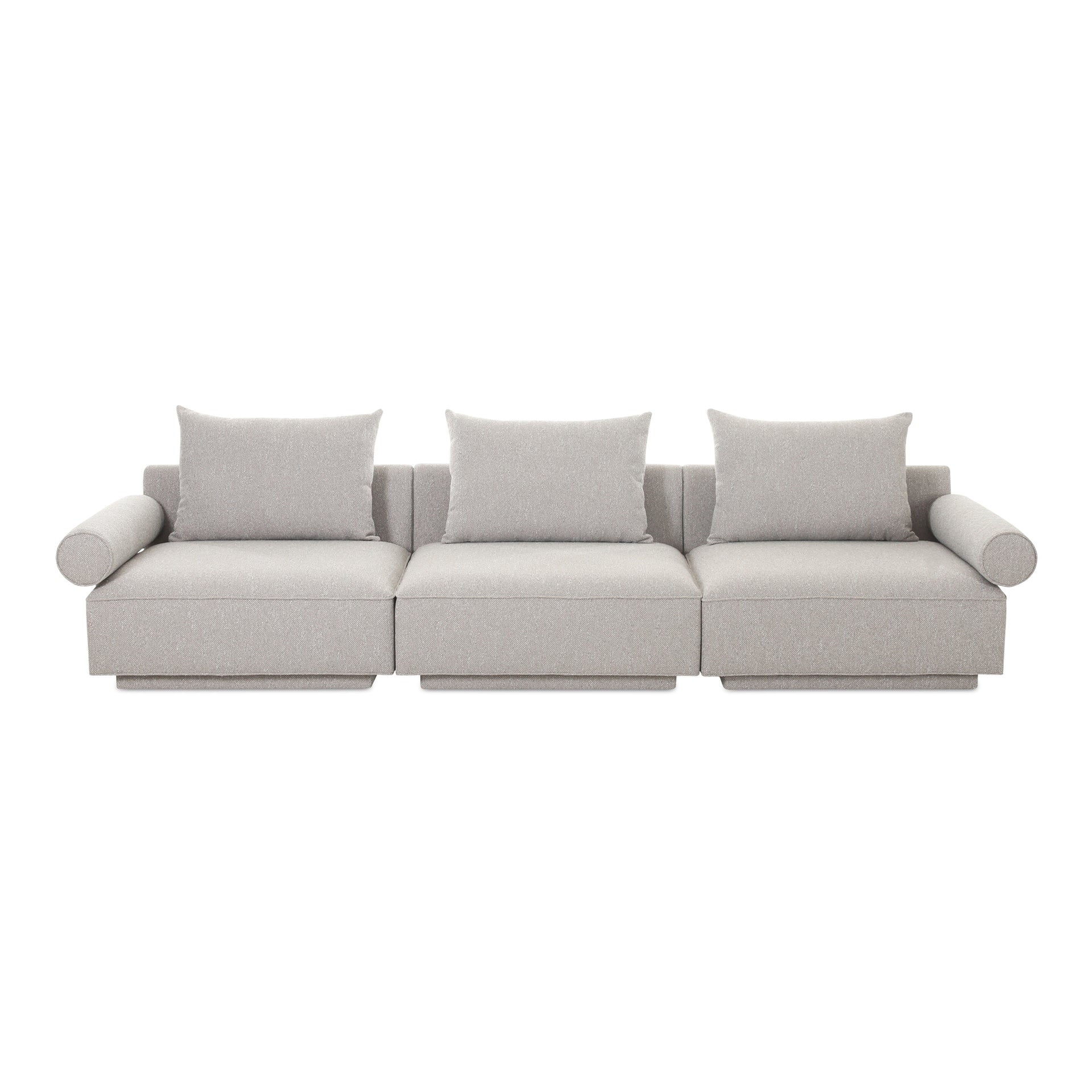 Thavrin Modular Sofa, Textured Fabric Upholstery with Removable Cushions, Seats 3, Light Grey