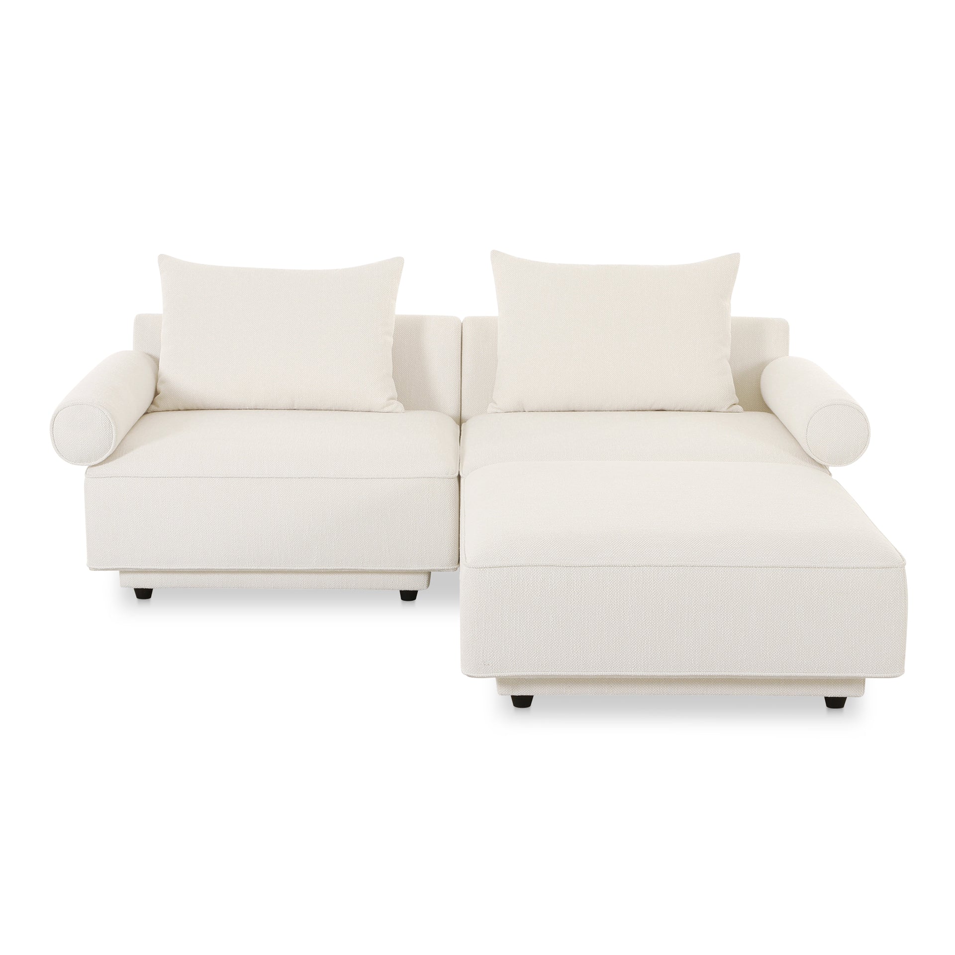 Thavrin Nook Modular Sectional Sofa, Textured Fabric Upholstery with Removable Cushions, Seats 5, White