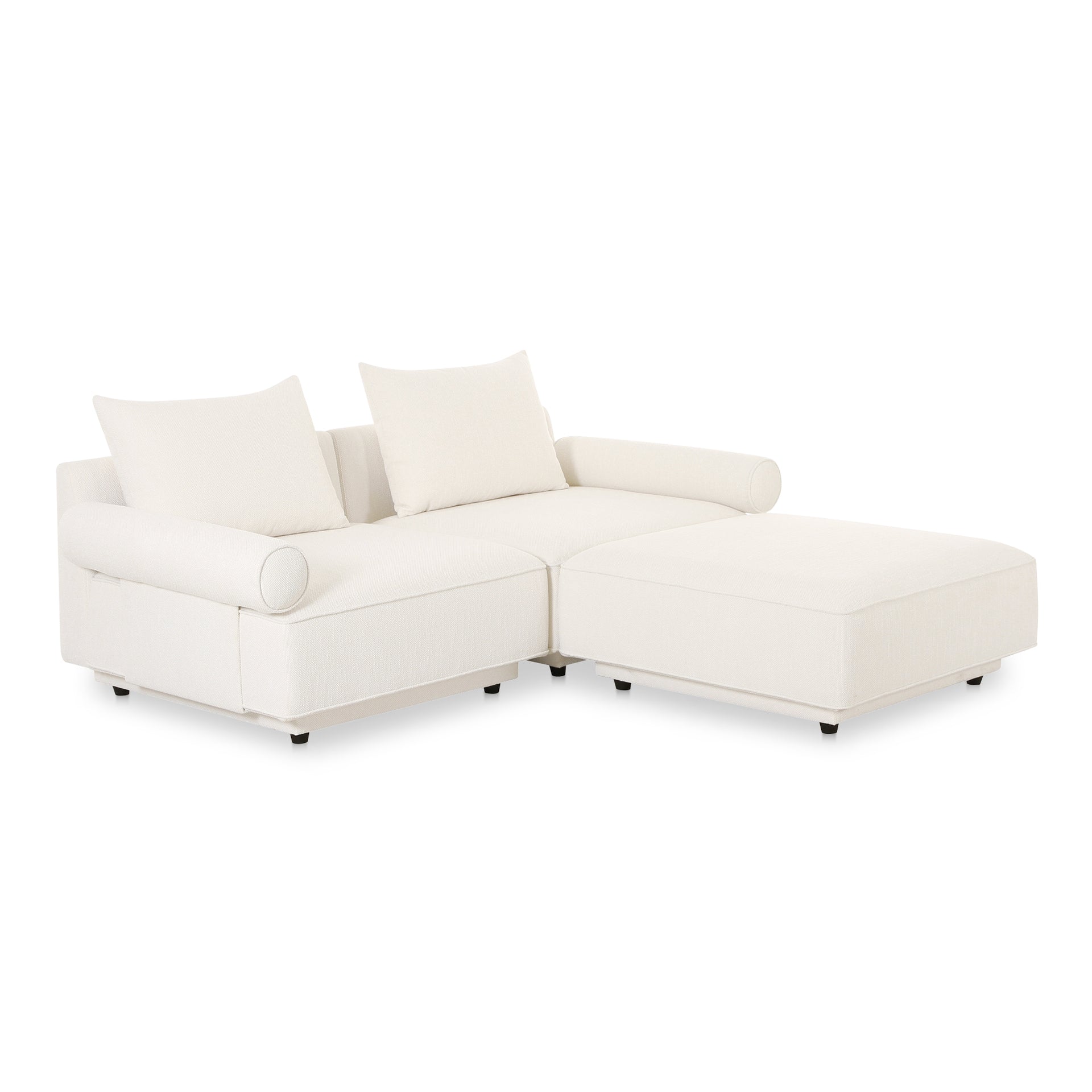 Thavrin Nook Modular Sectional Sofa, Textured Fabric Upholstery with Removable Cushions, Seats 5, White
