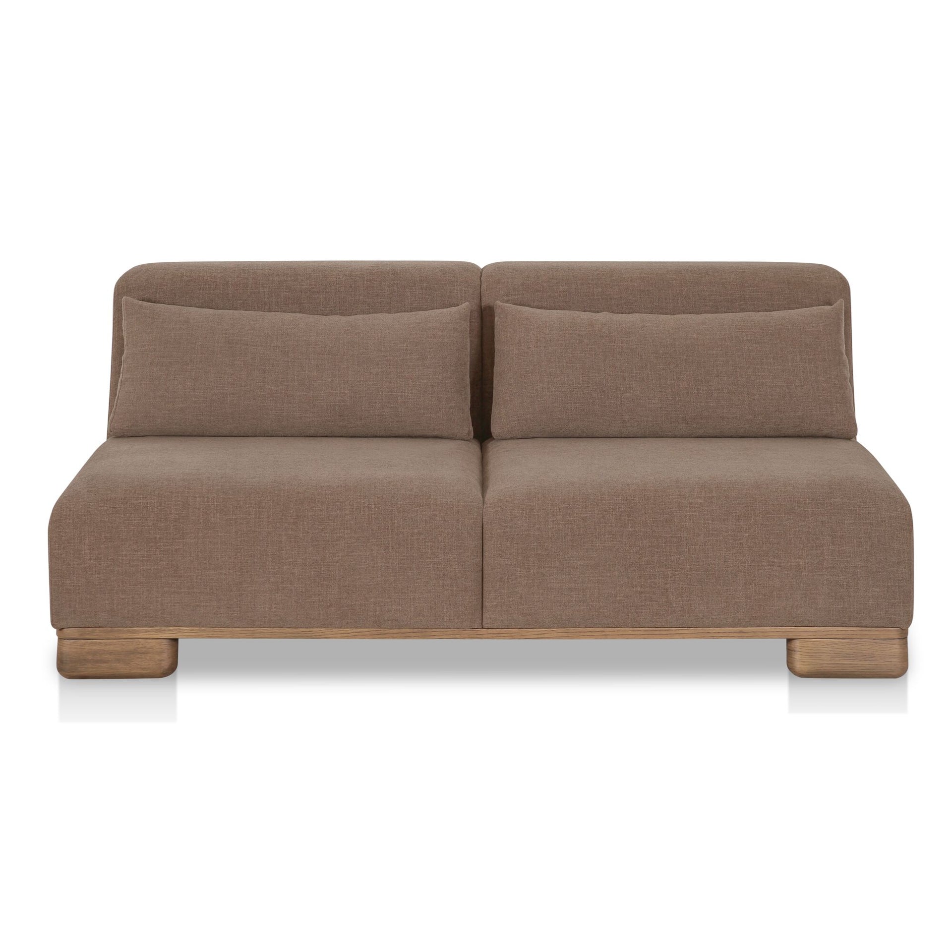 Quinlan Modular Sofa, Polyester Upholstery, Oak Veneer Base, Connectable Design, Foam Feather Fiber Fill, Dark Brown