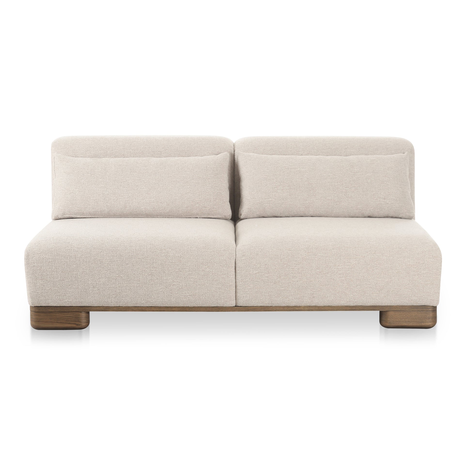 Quinlan Sofa, 3-Seater, Performance Fabric Upholstery, Oak Veneer Base, Oatmeal Beige