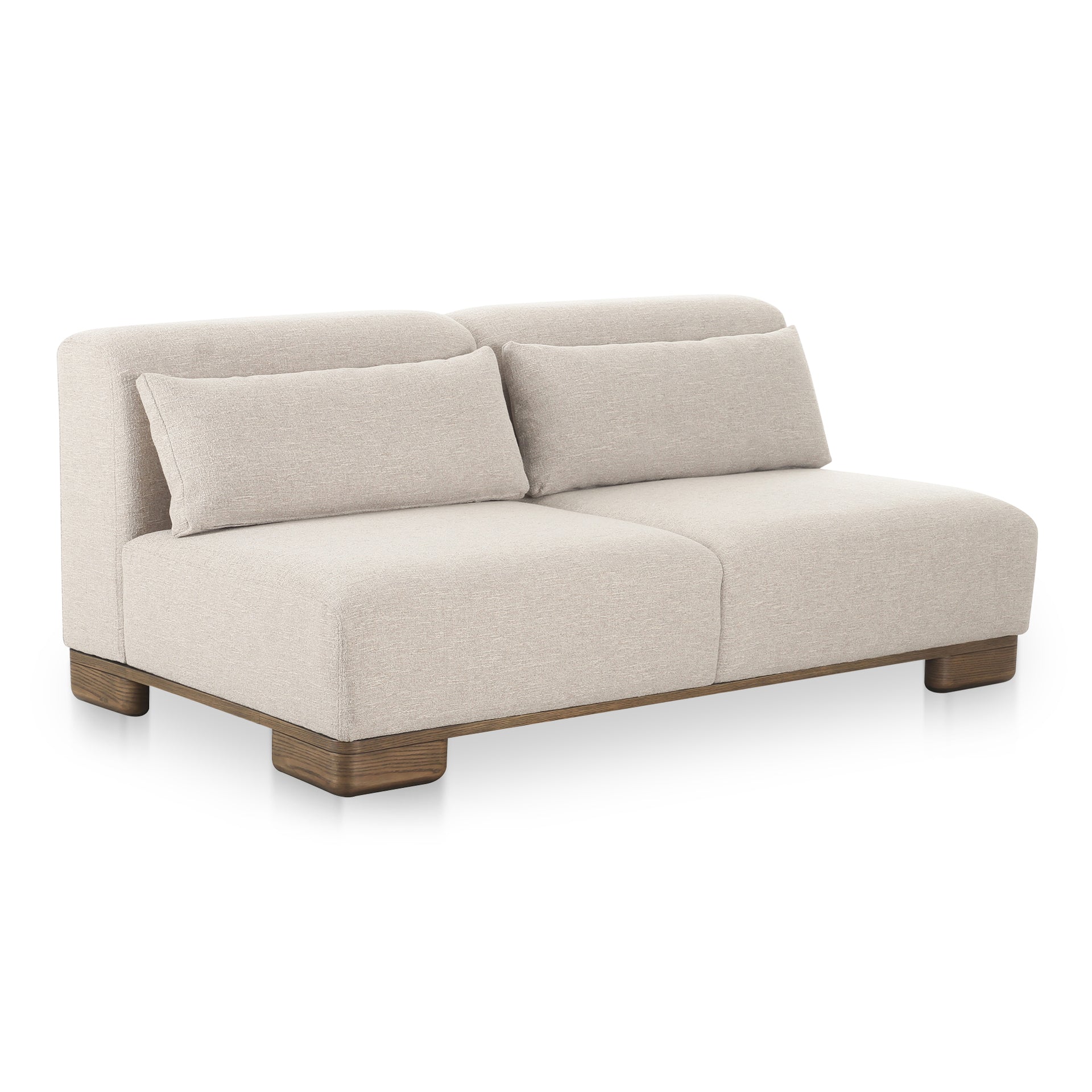 Quinlan Sofa, 3-Seater, Performance Fabric Upholstery, Oak Veneer Base, Oatmeal Beige