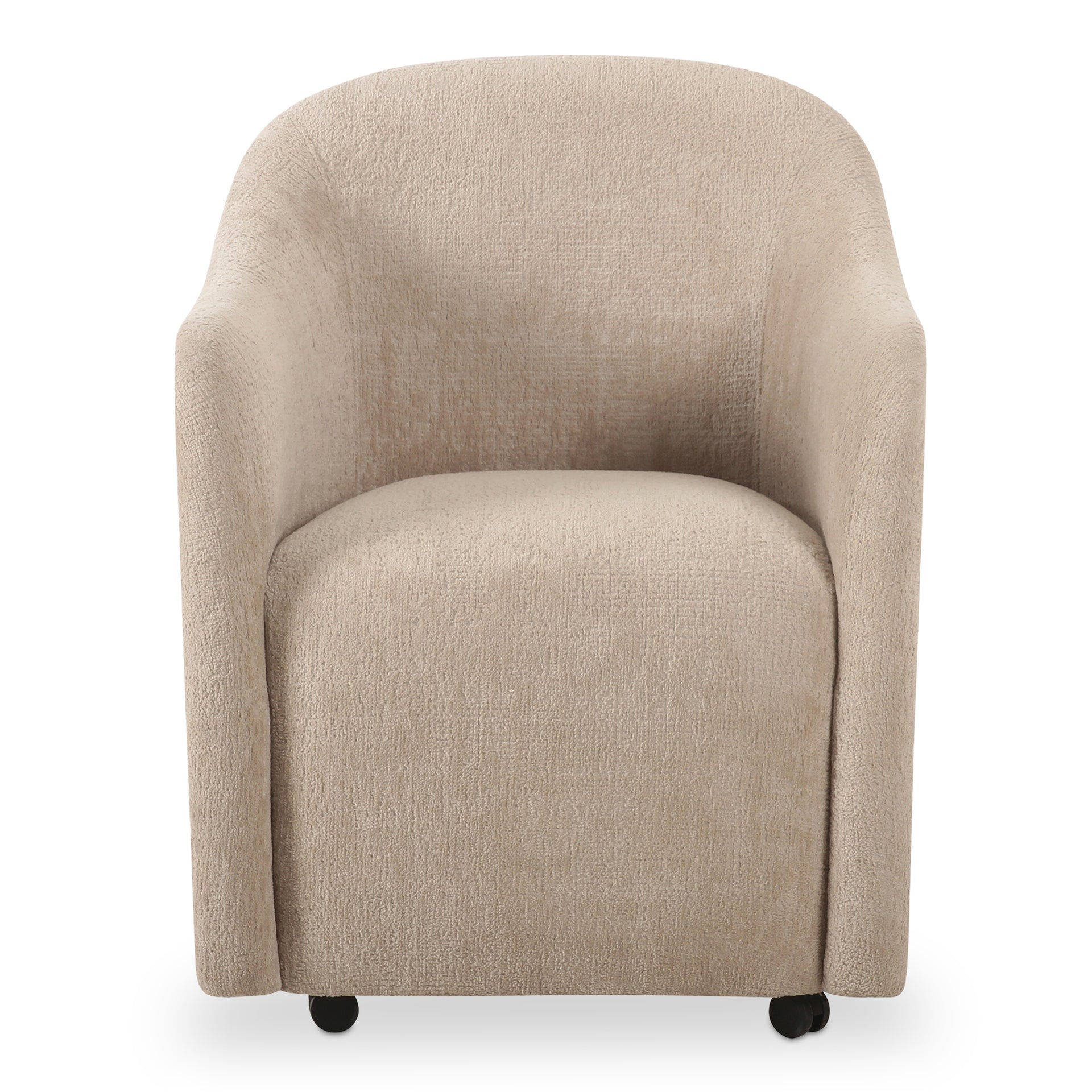 Laken Rolling Dining Chair, Contemporary Polyester Upholstery with Plywood Frame, Beige