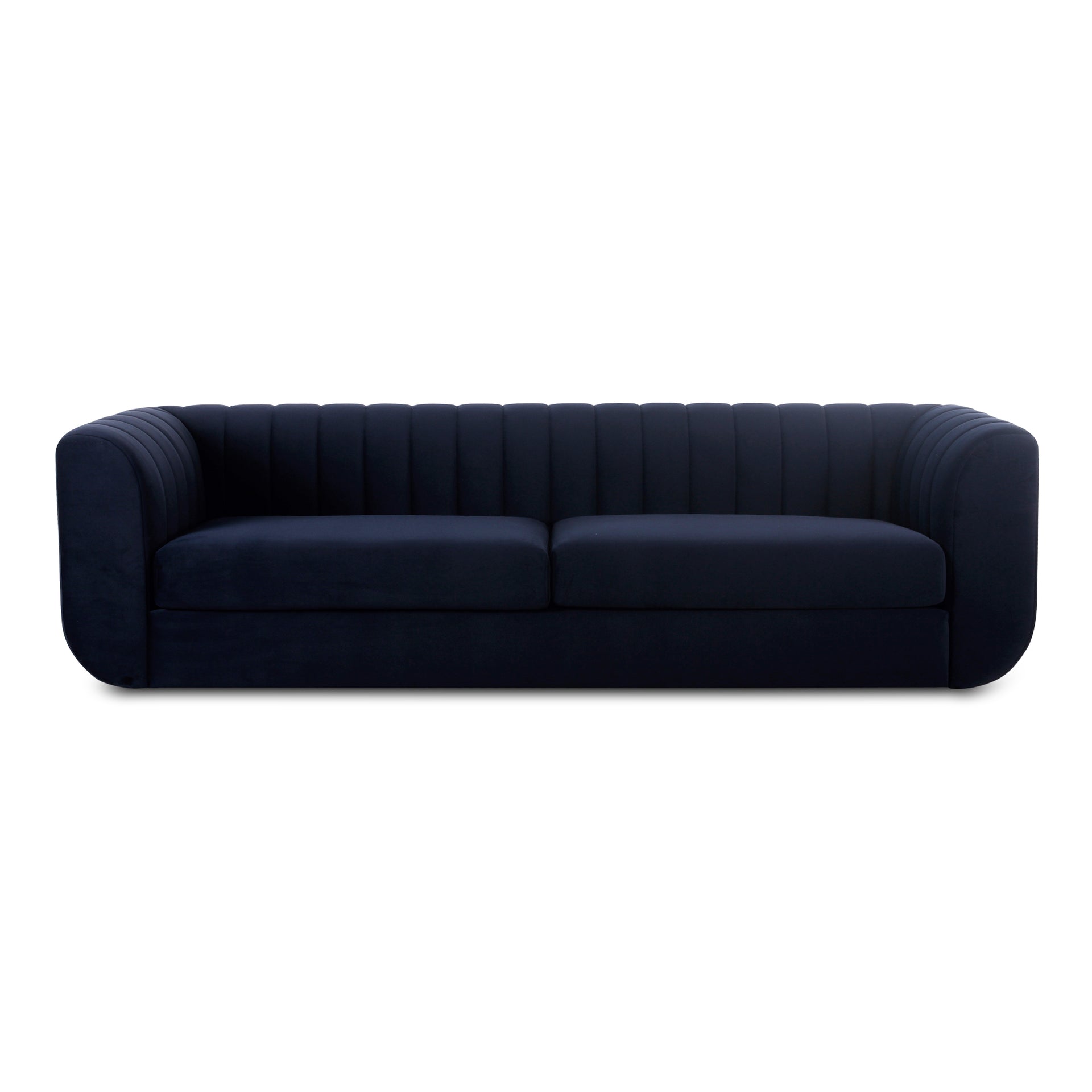 Corbin, Sofa, Channel-Detailing, Polyester Upholstery, Deep Blue, 4 Seater