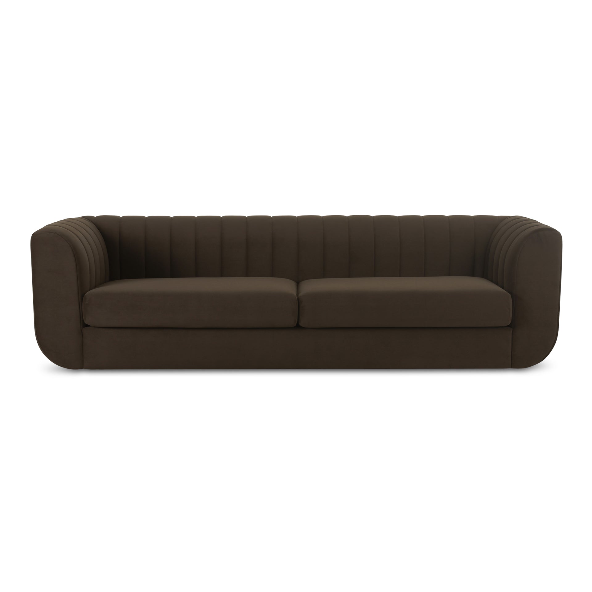 Corbin, Sofa, Channel-Detailing, Polyester Upholstery, Dark Brown, 4 Seater