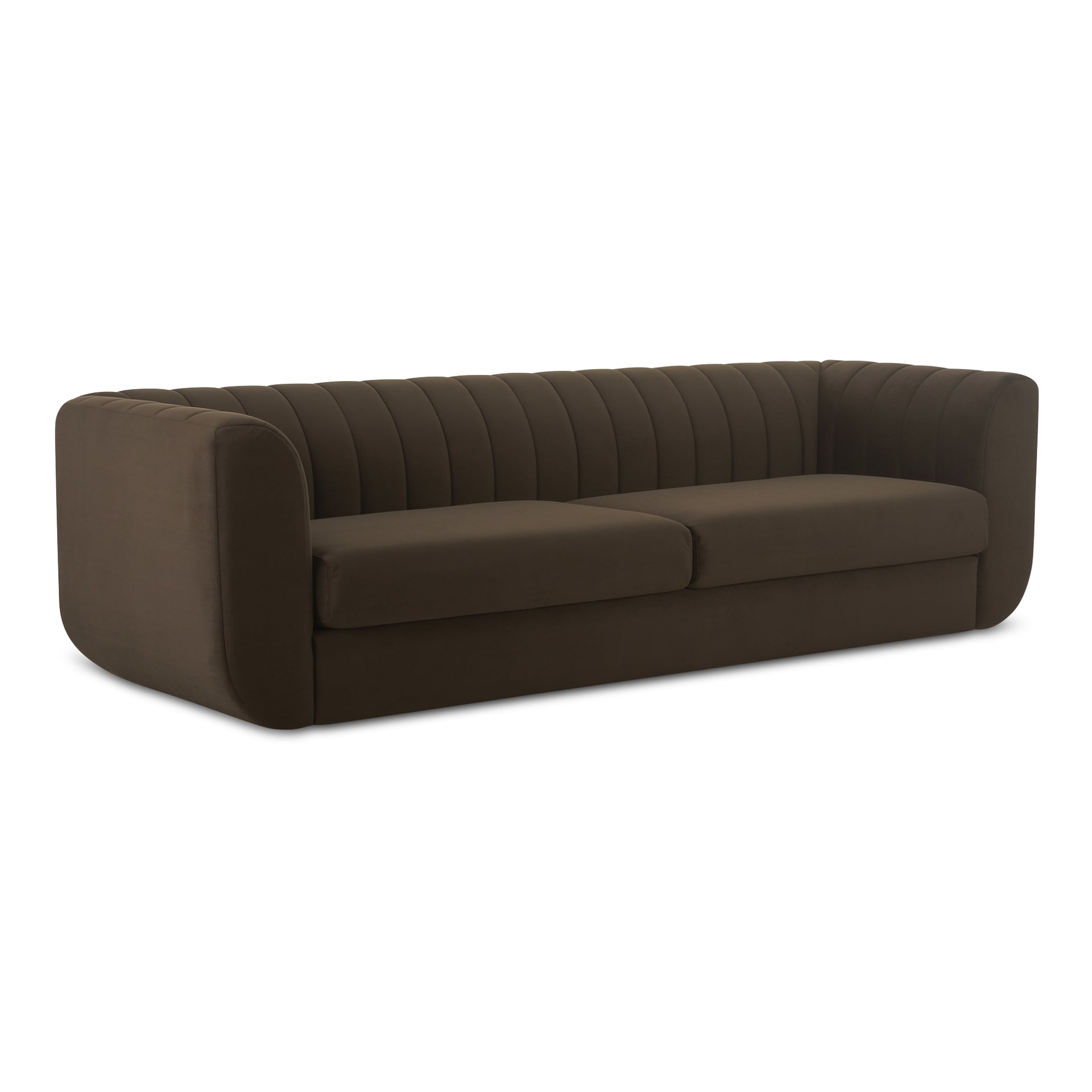 Corbin, Sofa, Channel-Detailing, Polyester Upholstery, Dark Brown, 4 Seater