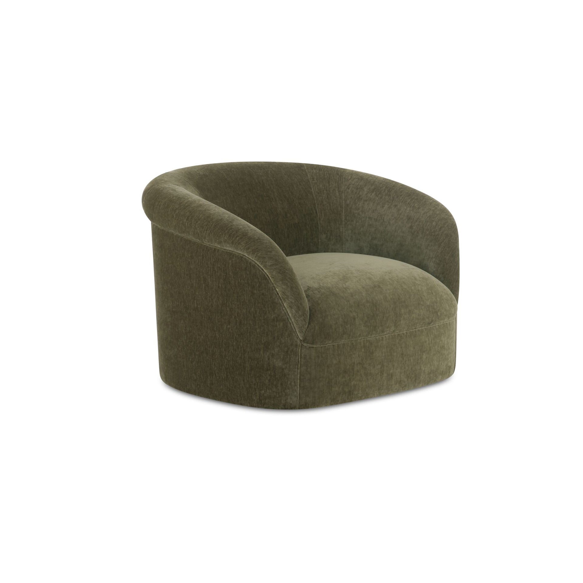Isaac Lounge Chair, Soft Velvet Upholstery, Rolled Arm Design, Dark Green