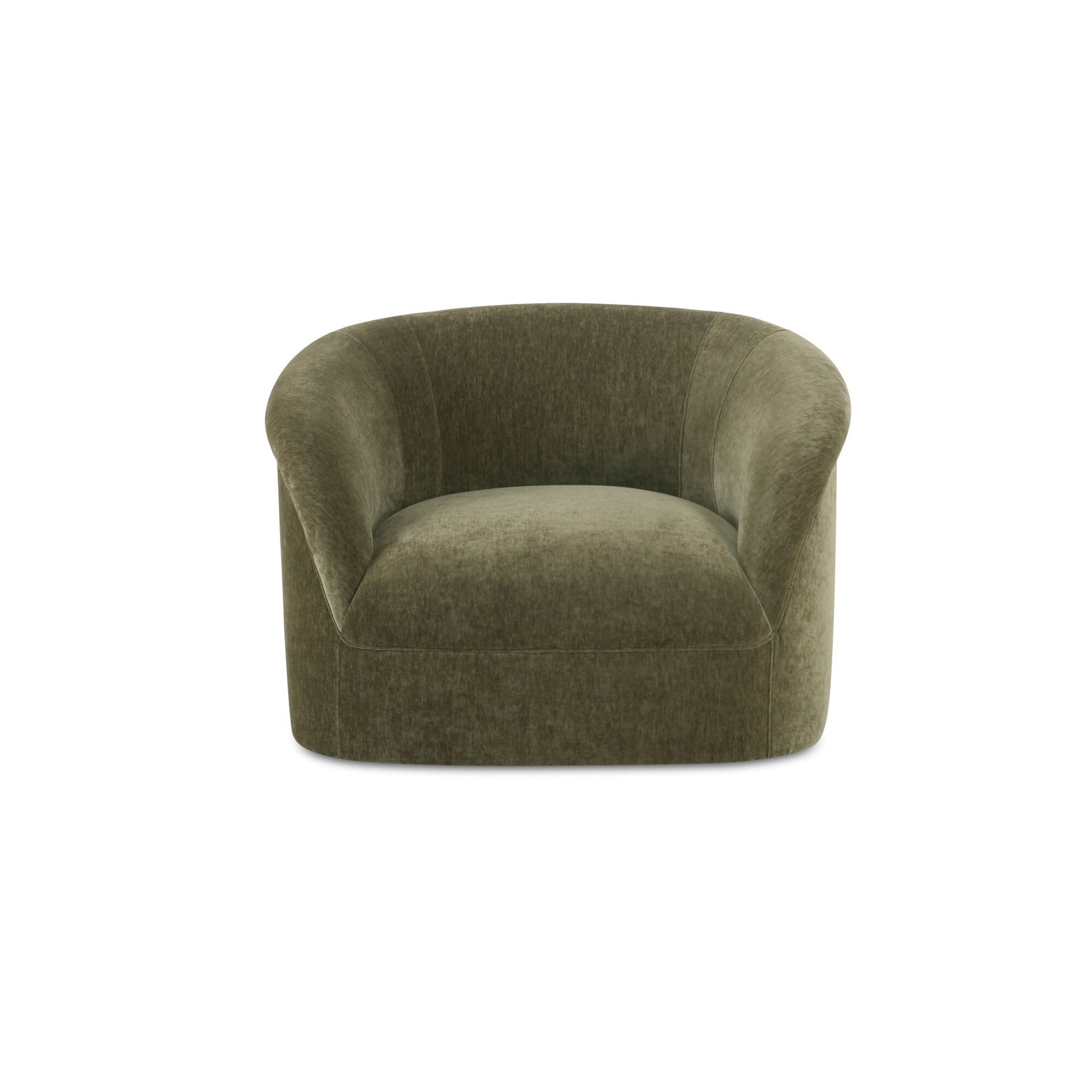 Isaac Lounge Chair, Soft Velvet Upholstery, Rolled Arm Design, Dark Green