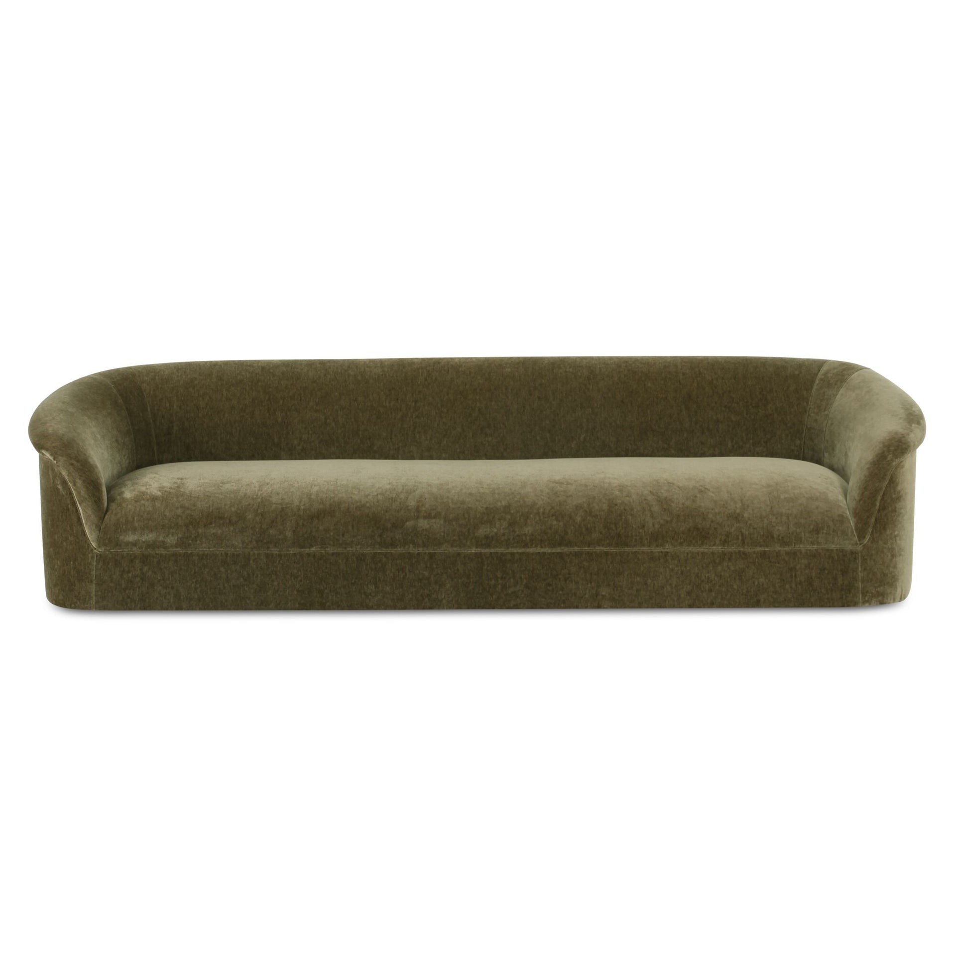 Isaac, Sofa with Rolled Arms, Polyester Upholstery, Plywood Frame, Dark Green, 4 Seater
