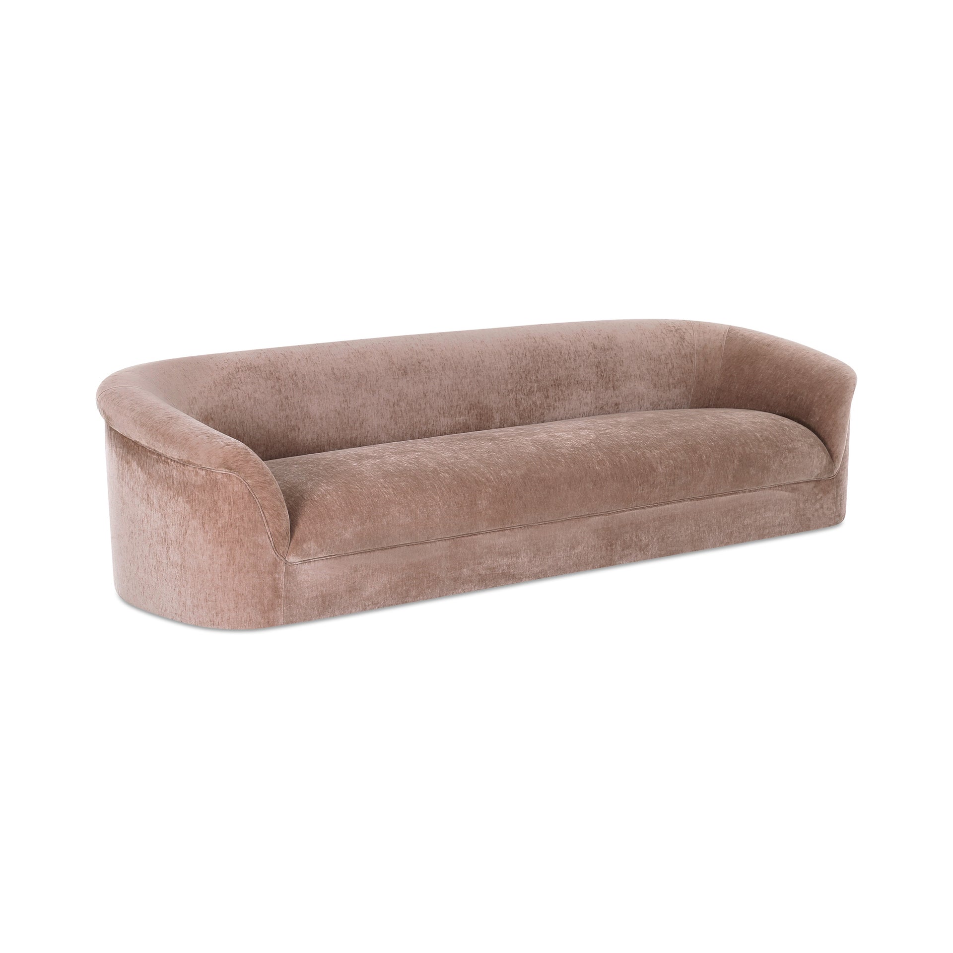 Isaac Sofa, Polyester Upholstery, Plywood Frame, Rolled Arms, Foam and Fiber Cushions, Vintage-Inspired Silhouette, Blush
