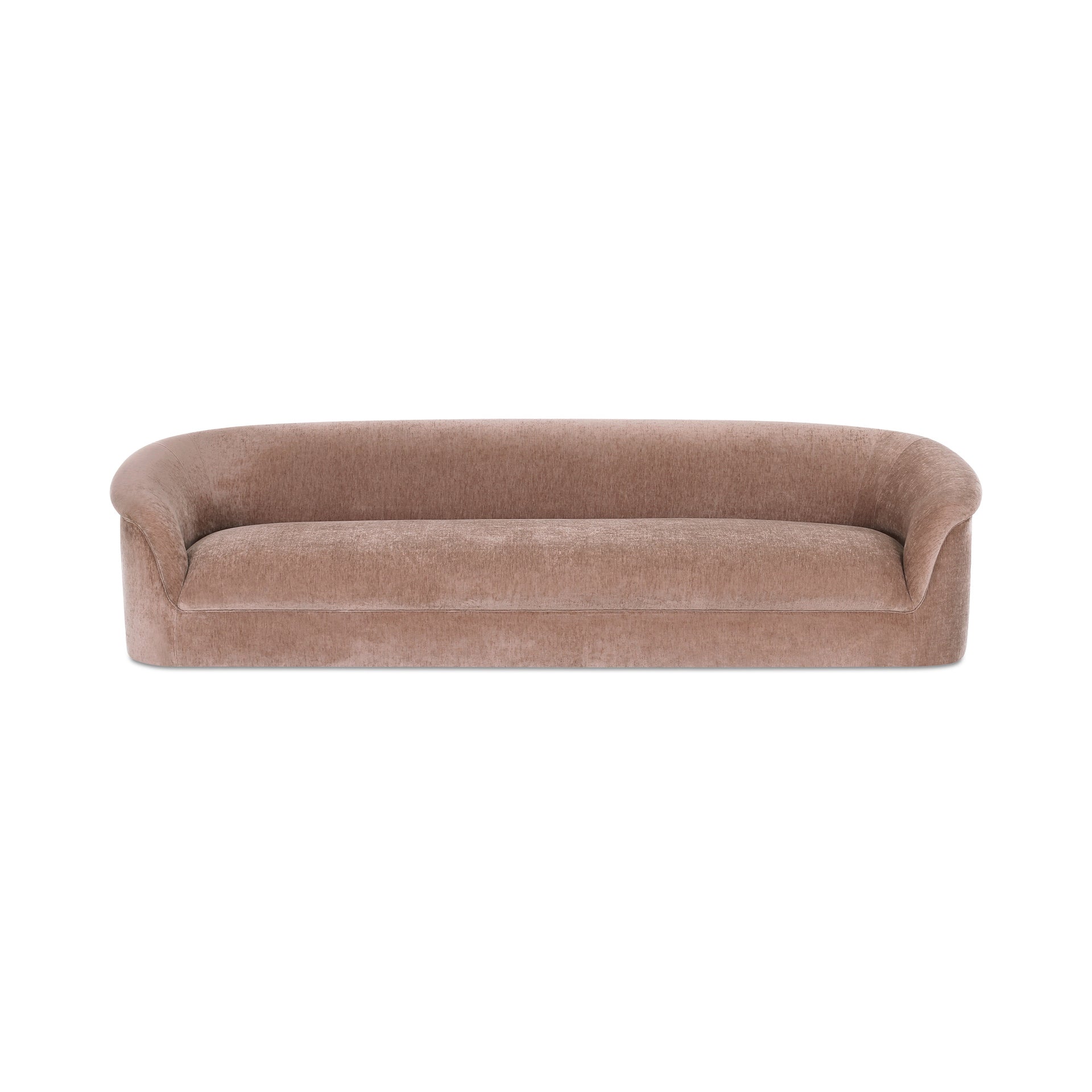 Isaac Sofa, Polyester Upholstery, Plywood Frame, Rolled Arms, Foam and Fiber Cushions, Vintage-Inspired Silhouette, Blush