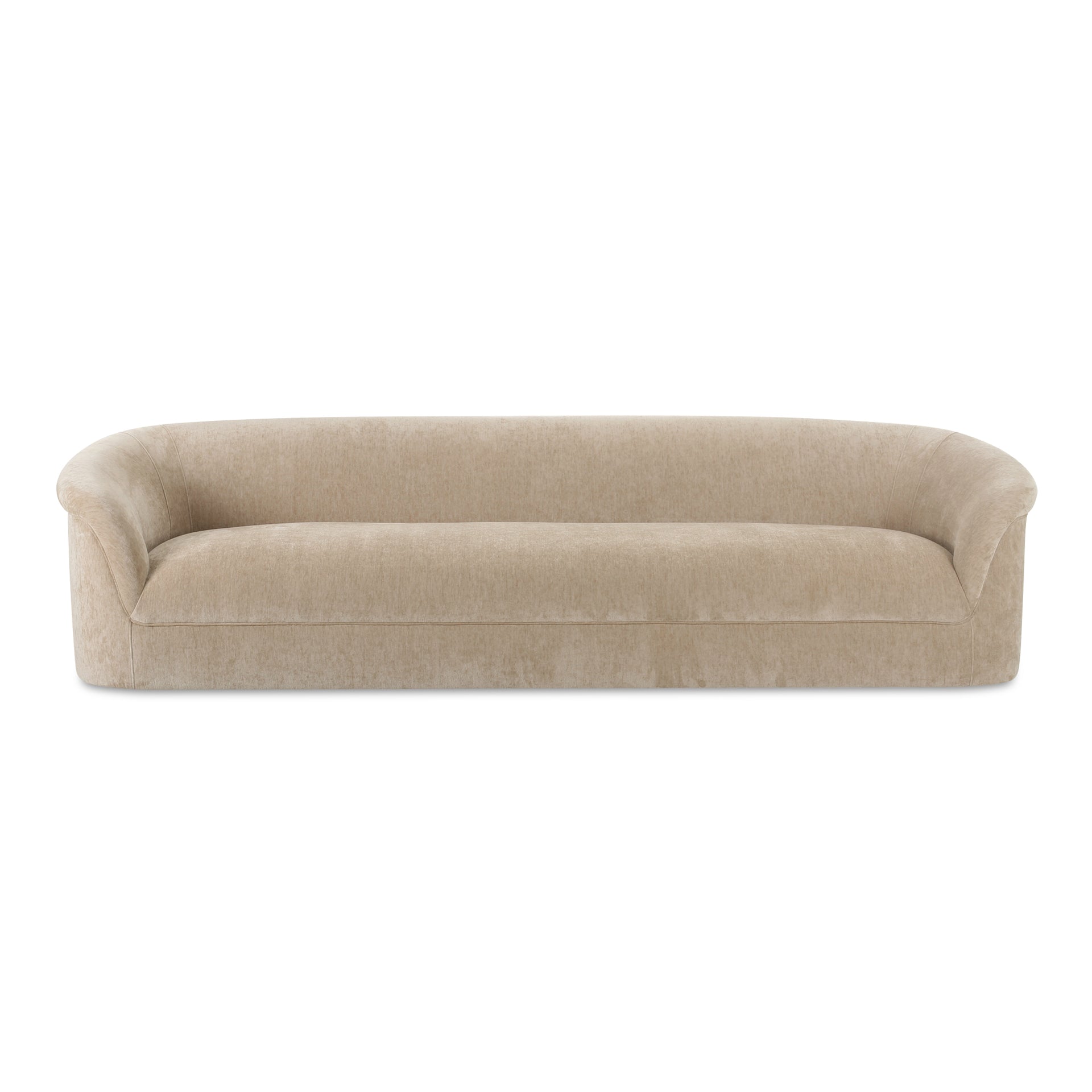 Isaac, Sofa with Rolled Arms, Polyester Upholstery, Plywood Frame, Beige, 4 Seater