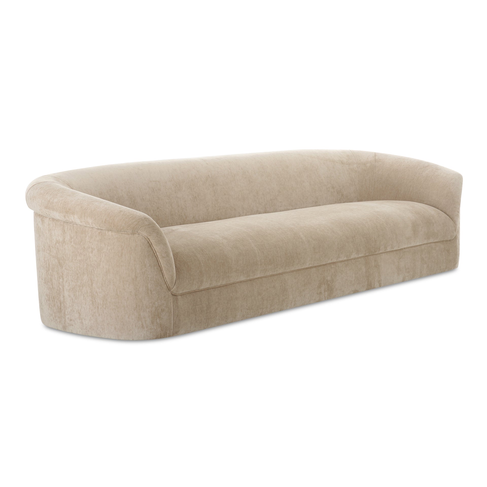 Isaac, Sofa with Rolled Arms, Polyester Upholstery, Plywood Frame, Beige, 4 Seater