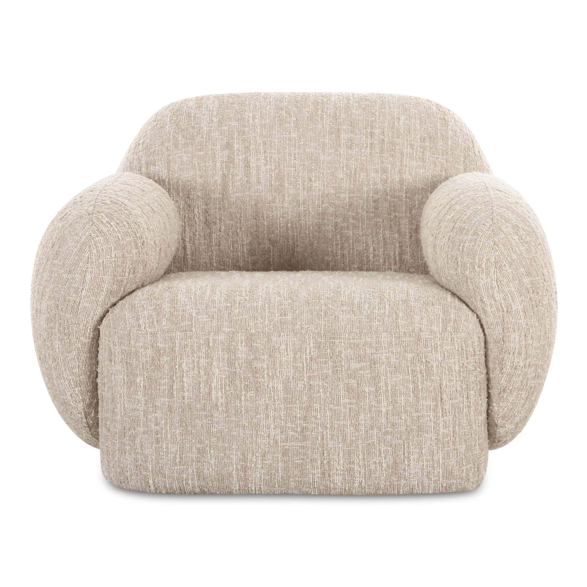 Elwood Lounge Chair, Contemporary Low-Profile, Boucle Fabric, Off White