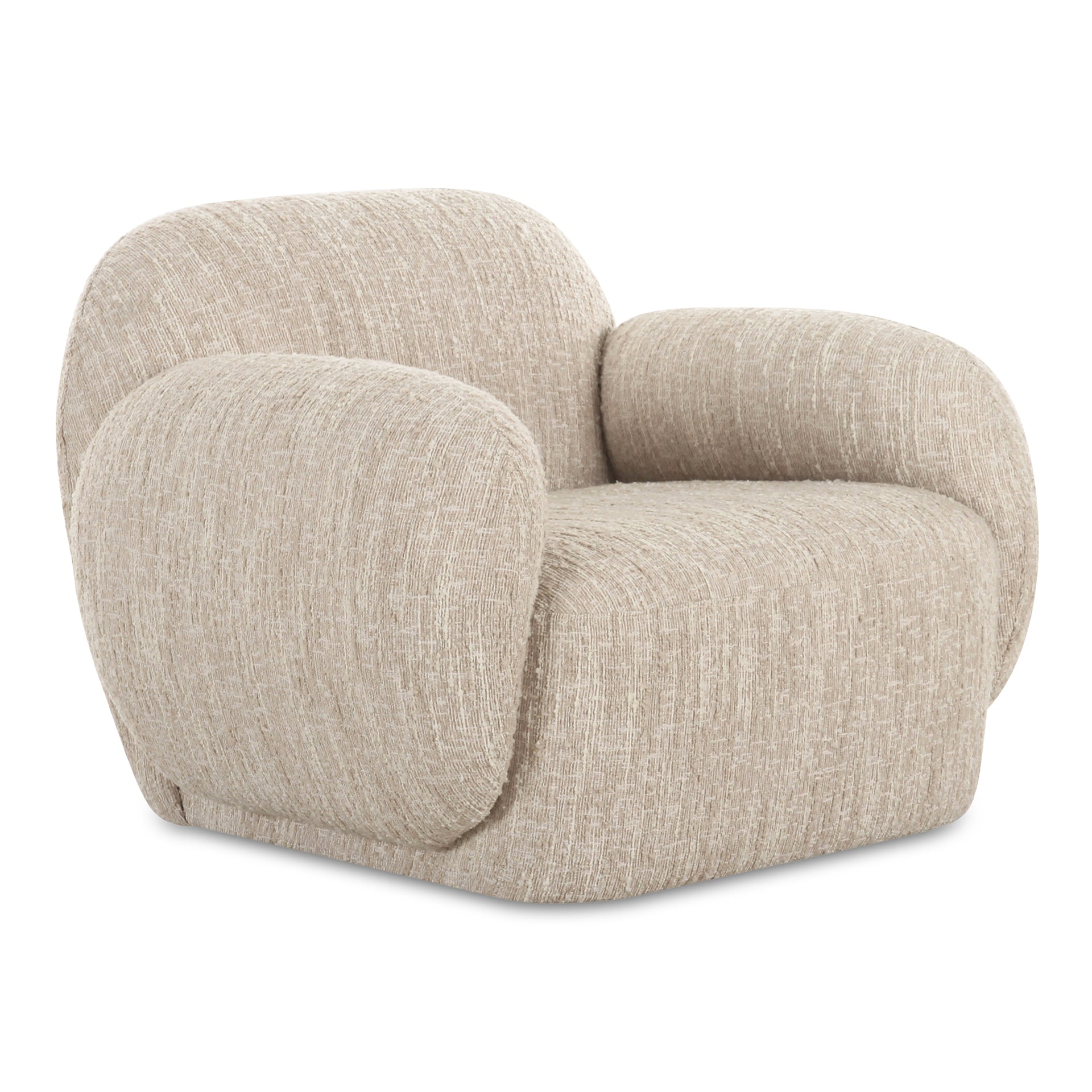 Elwood Lounge Chair, Contemporary Low-Profile, Boucle Fabric, Off White