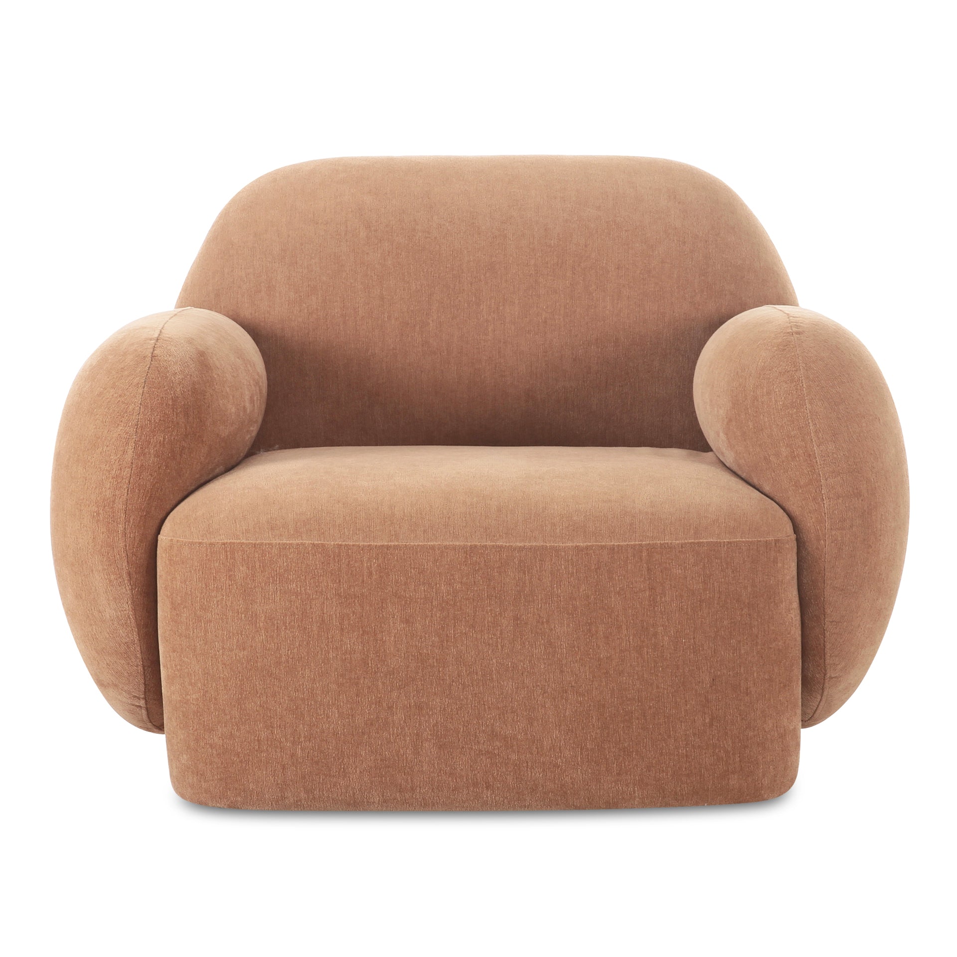 Elwood Lounge Chair, Contemporary Low-Profile, Boucle Fabric, Copper