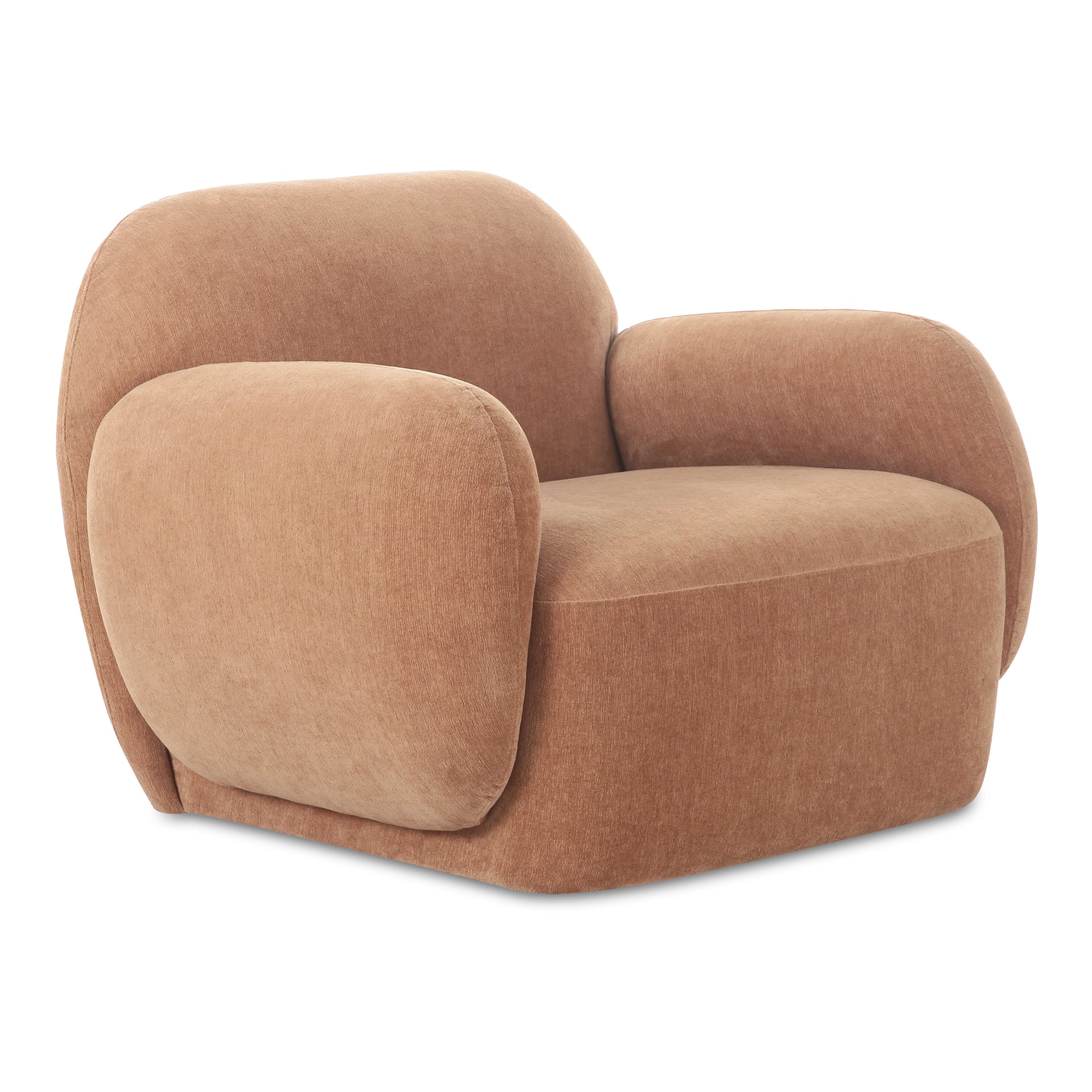 Elwood Lounge Chair, Contemporary Low-Profile, Boucle Fabric, Copper