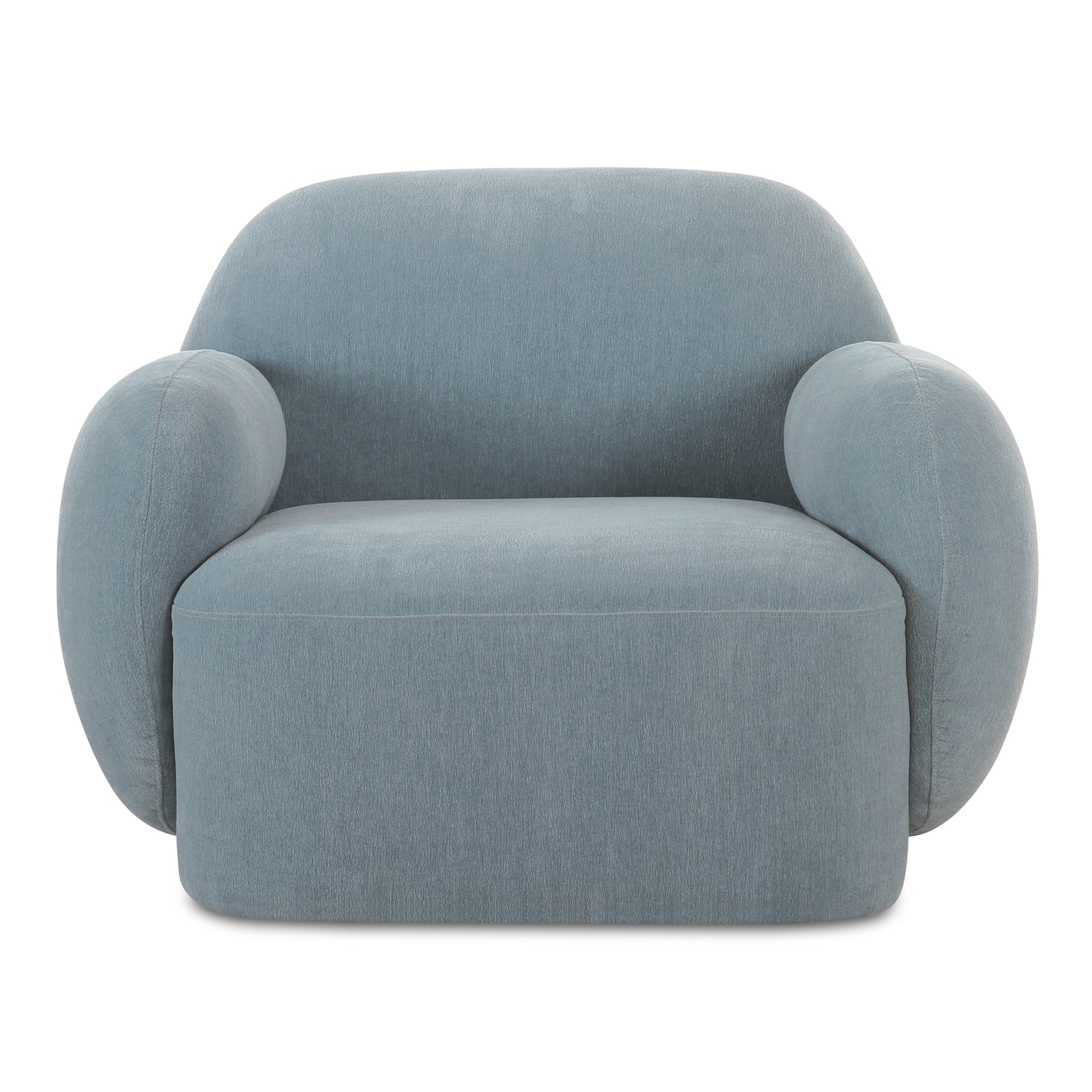 Elwood Lounge Chair, Contemporary Low-Profile, Boucle Fabric, Light Blue