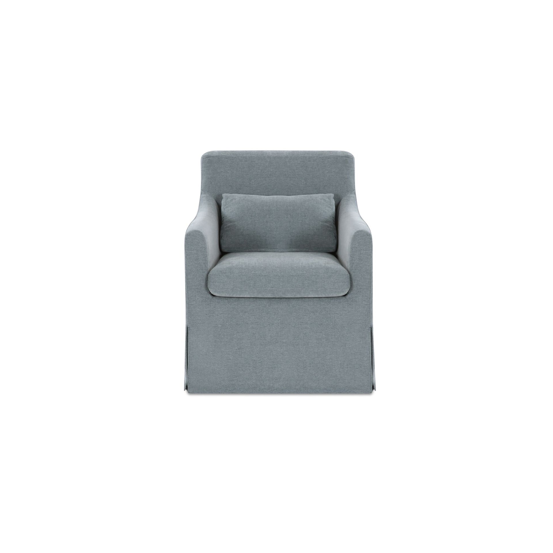Azalea Dining Chair, Polyester Slipcover, Plywood Frame, Curved Arms, Nylon Casters, Lumbar Pillow Included, Foam Cushioning, Blue