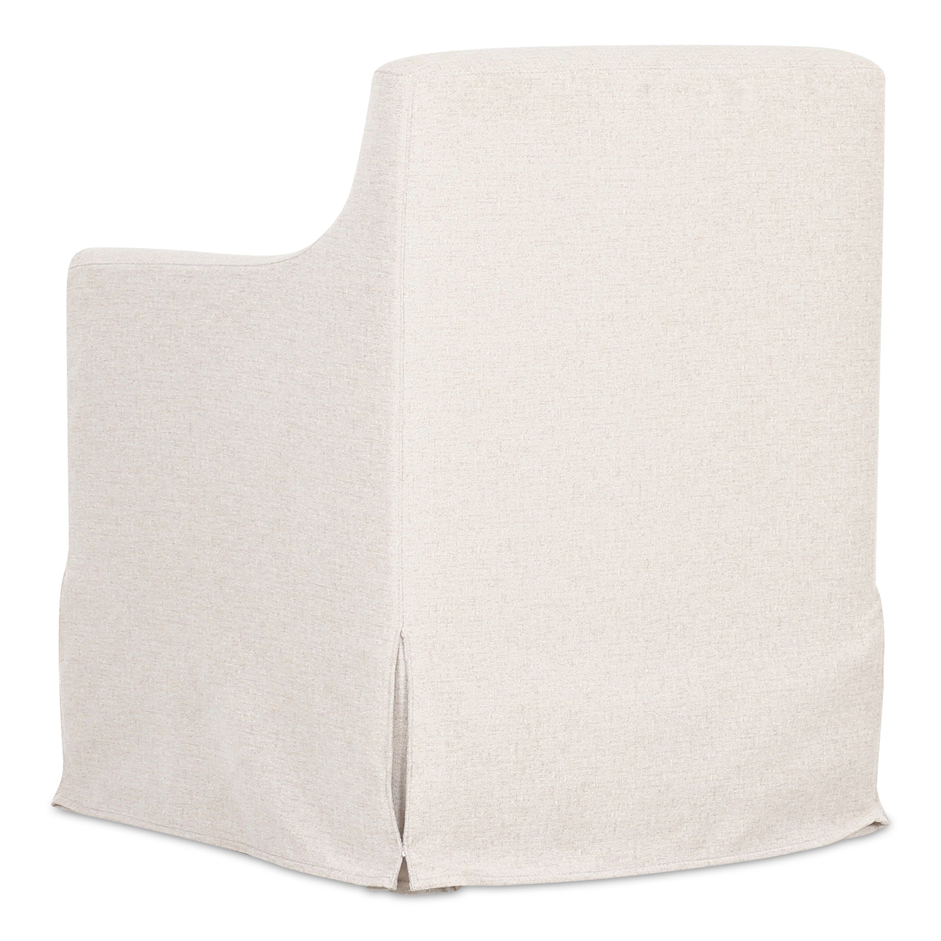 Azalea Slipcover Dining Chair, Curved Arms, Washable Pleated Cover, Lumbar Pillow, Beige
