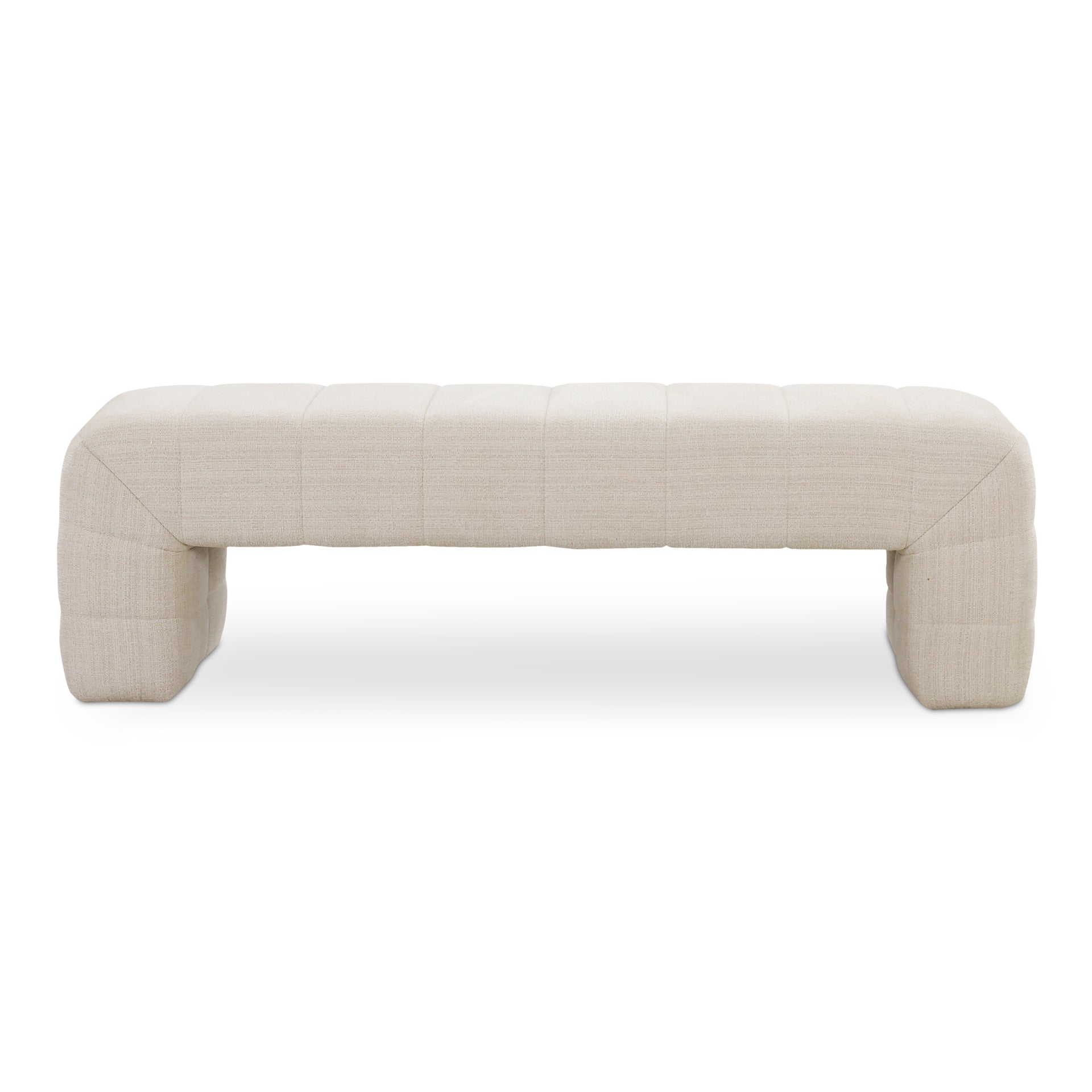 Celestine Bench, Wide Channel Detailing, High-Density Foam Seat, Textured Upholstery, Oatmeal