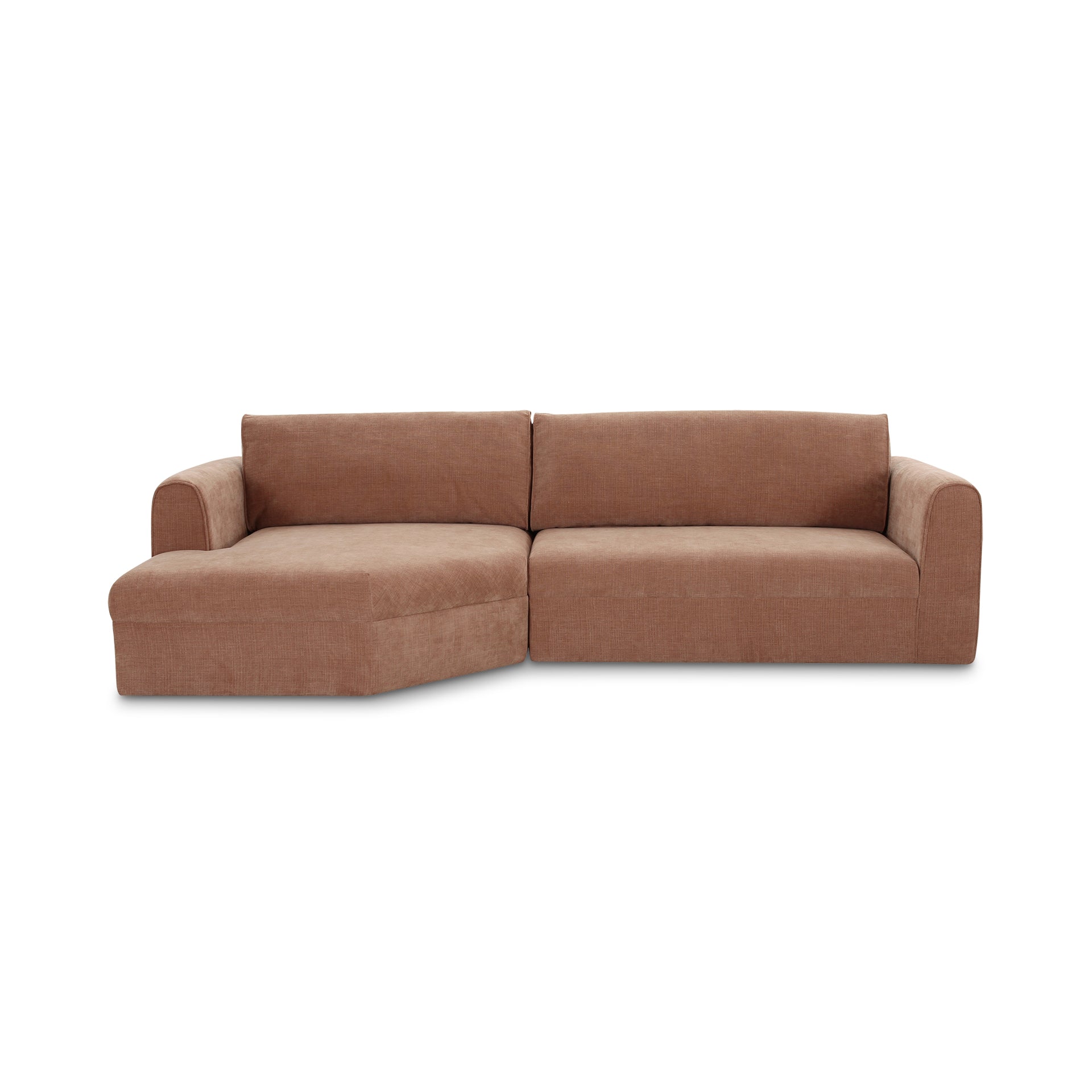 Talorin Left-Facing Sectional Sofa, Wide Chaise Seating, Seats 4, Heritage Pink Chenille Fabric