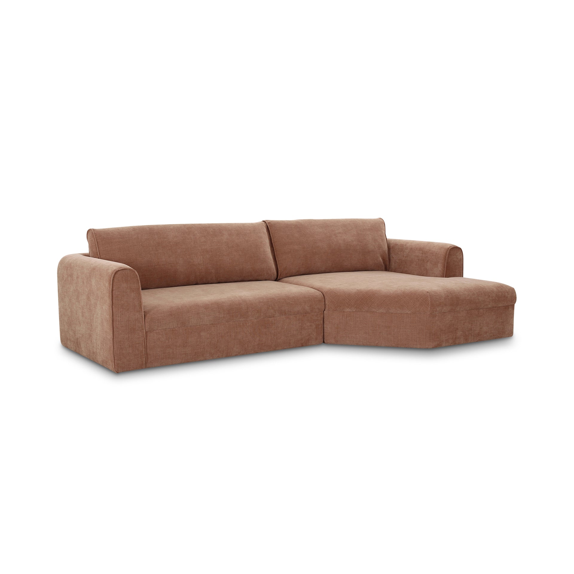 Talorin Right-Facing Sectional Sofa, Wide Chaise Seating, Seats 4, Heritage Pink Chenille Fabric