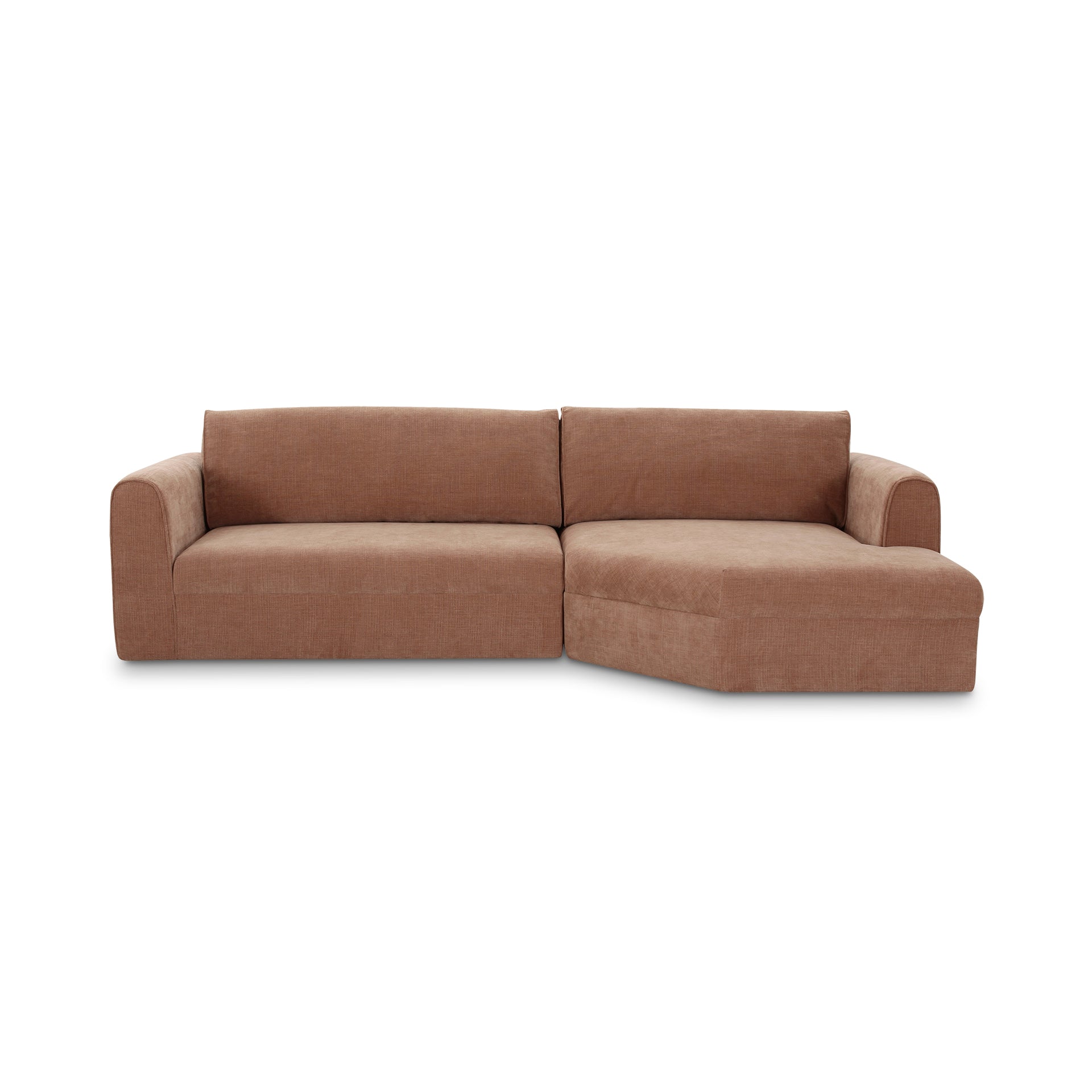 Talorin Right-Facing Sectional Sofa, Wide Chaise Seating, Seats 4, Heritage Pink Chenille Fabric