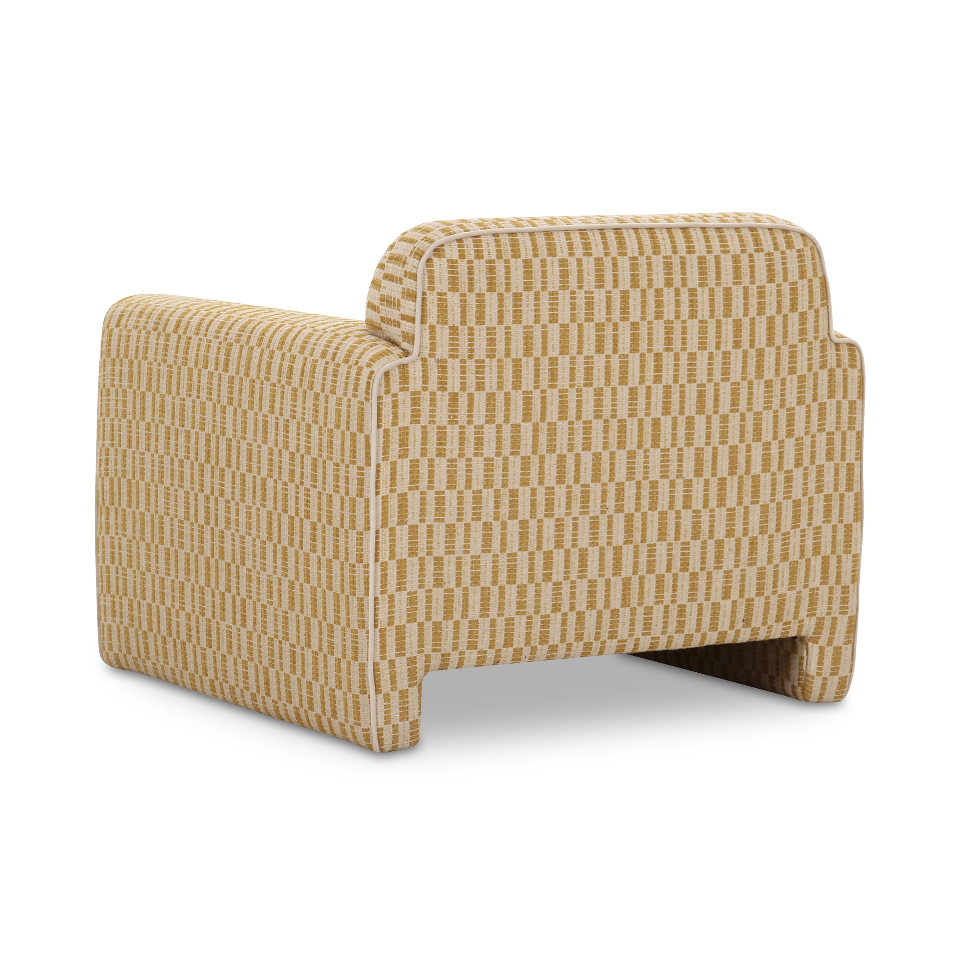 Auden Accent Chair, Polyester Upholstery, Inward Rolled Arms, Modern Geometric Design, Chartreuse