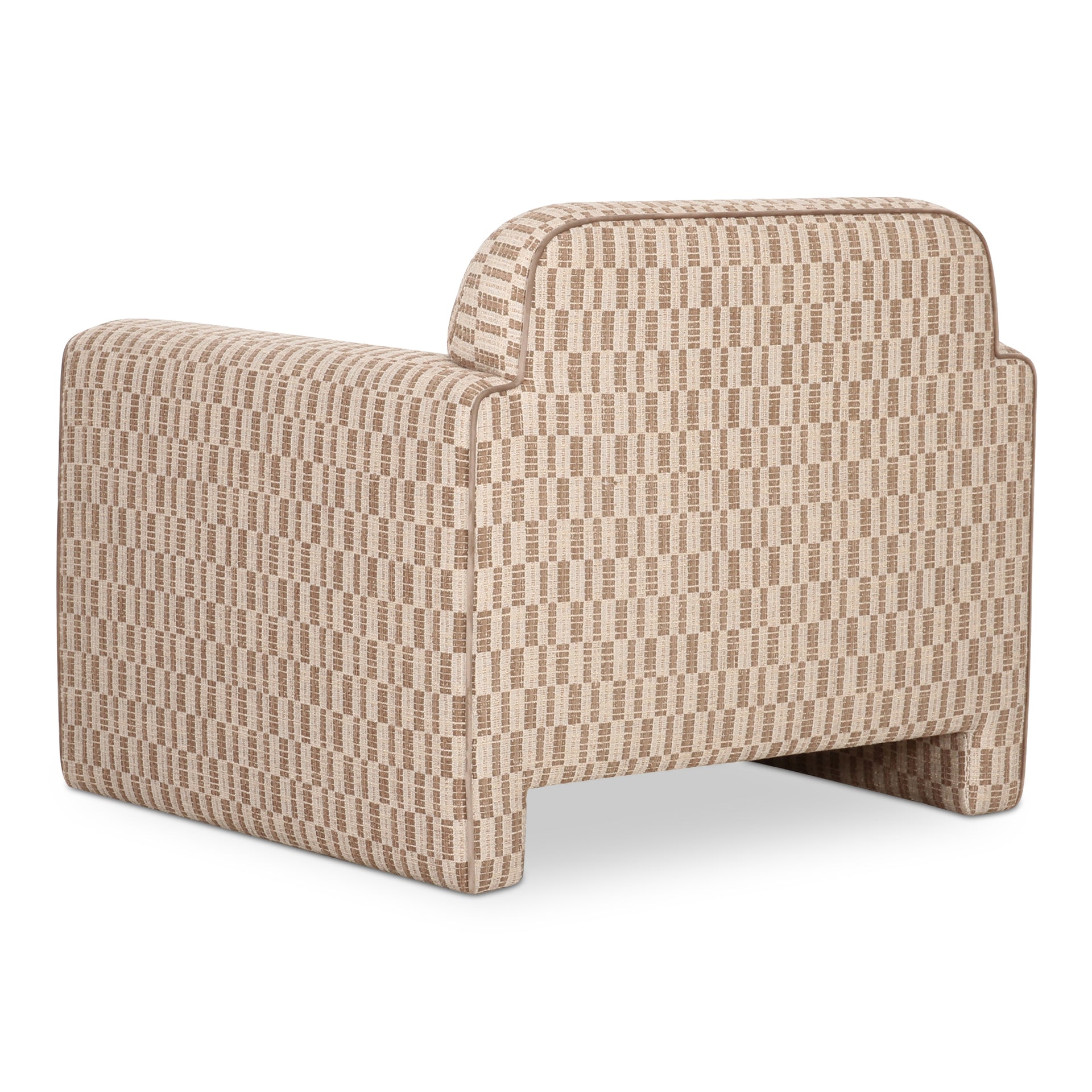 Auden Accent Chair, Polyester Upholstery, Inward Rolled Arms, Modern Geometric Design, Taupe