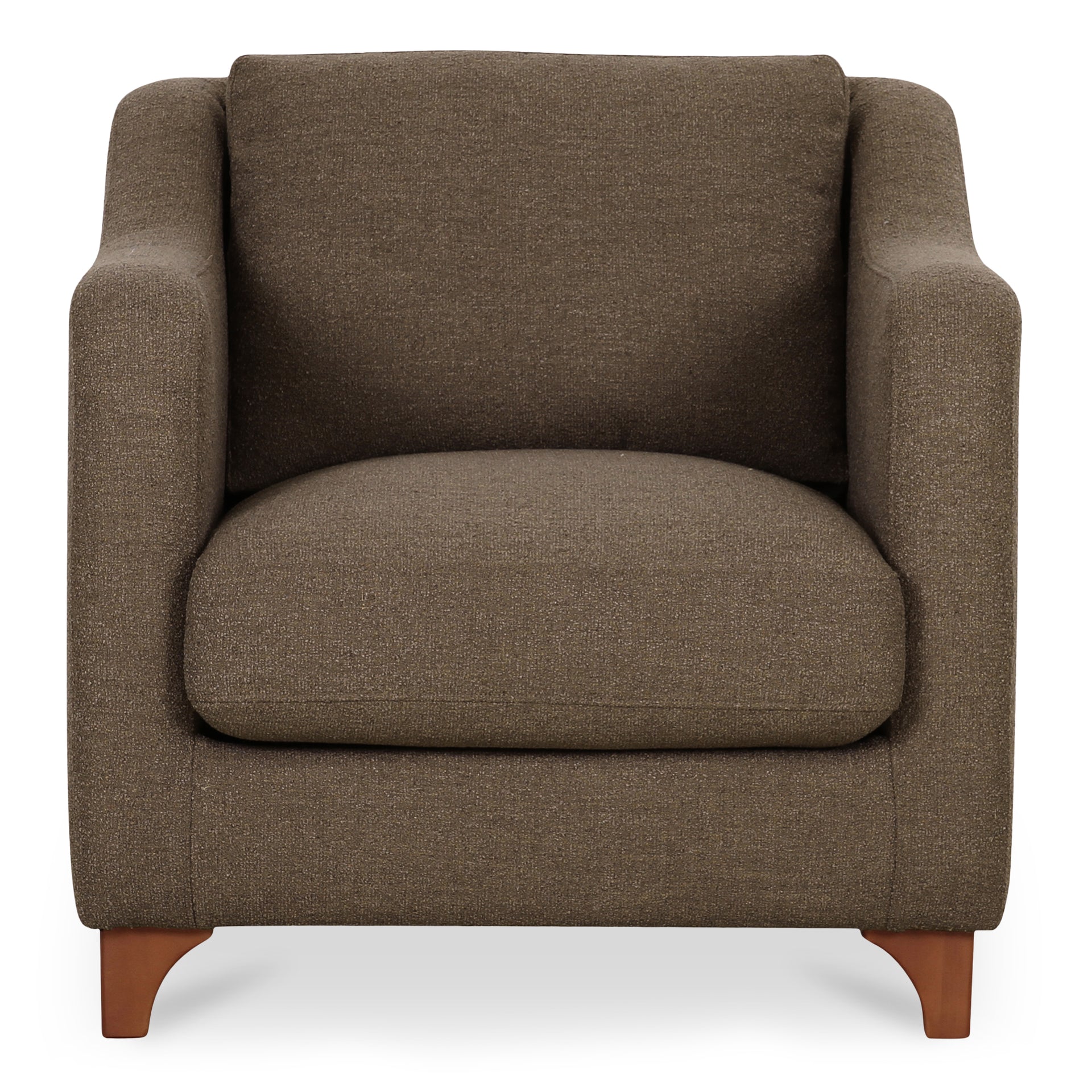 Nocturne Accent Chair, Micro Bouclé Upholstery, Removable Cushions, Curved Birch Legs, Warm Grey