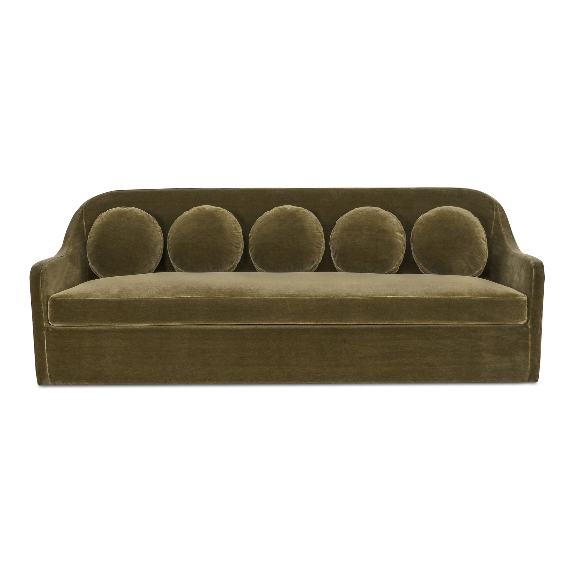 Rivenor Sofa, High Curved Back, Faux Mohair Upholstery, Feather-Fiber Cushions, Dark Green